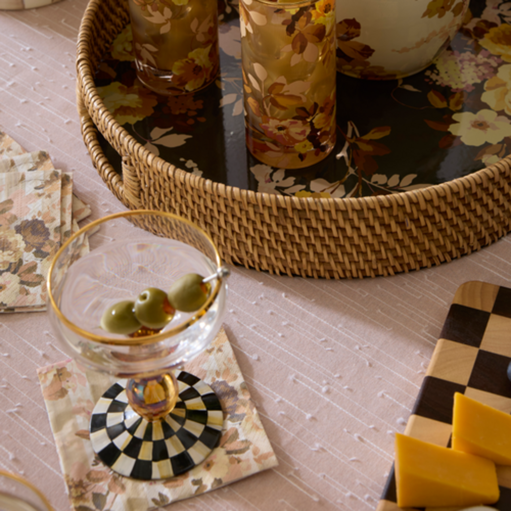 MacKenzie-Childs wild rose cocktail paper napkins