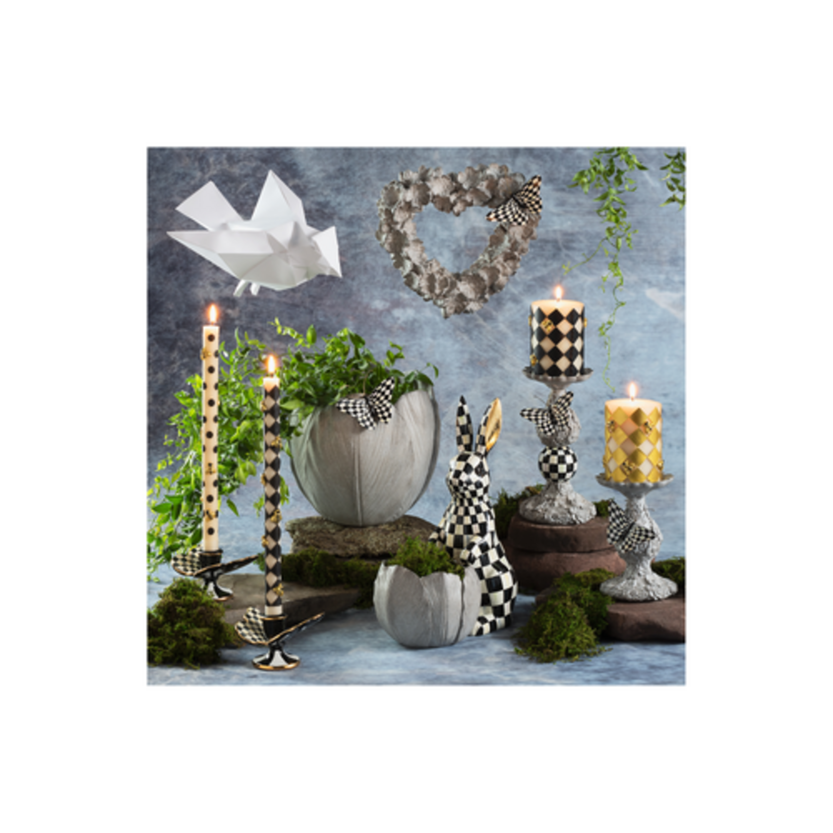 MacKenzie-Childs courtly check butterfly candle holders, set of 2