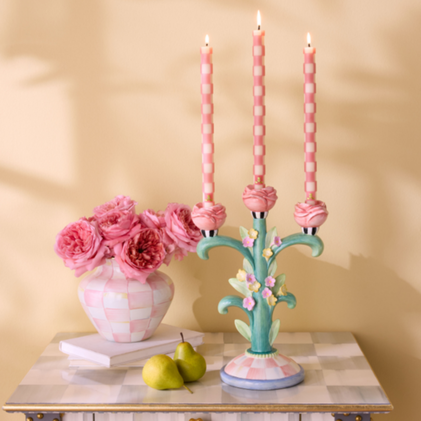 MacKenzie-Childs rosy meadow candelabra