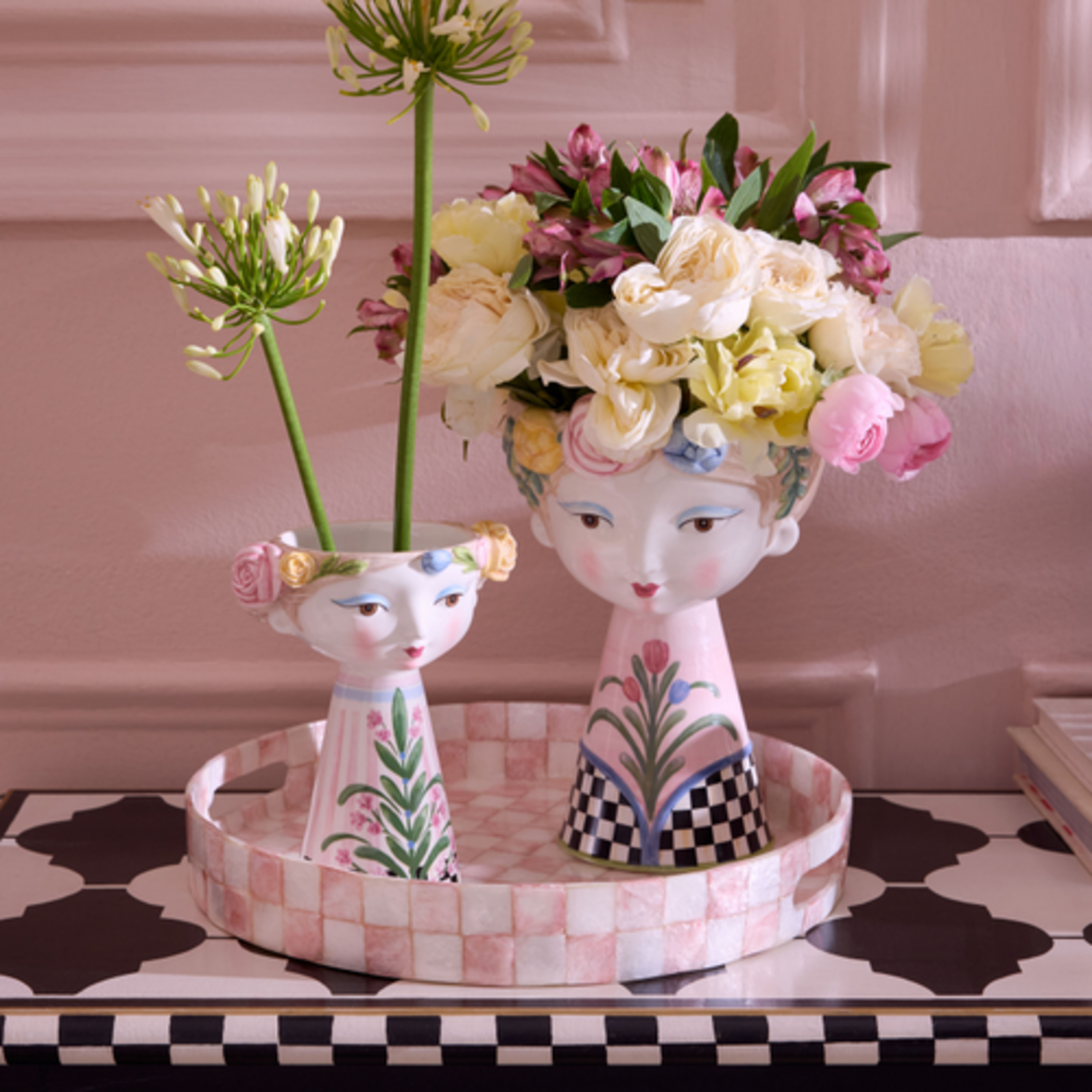 MacKenzie-Childs rosy meadow tall lady vase