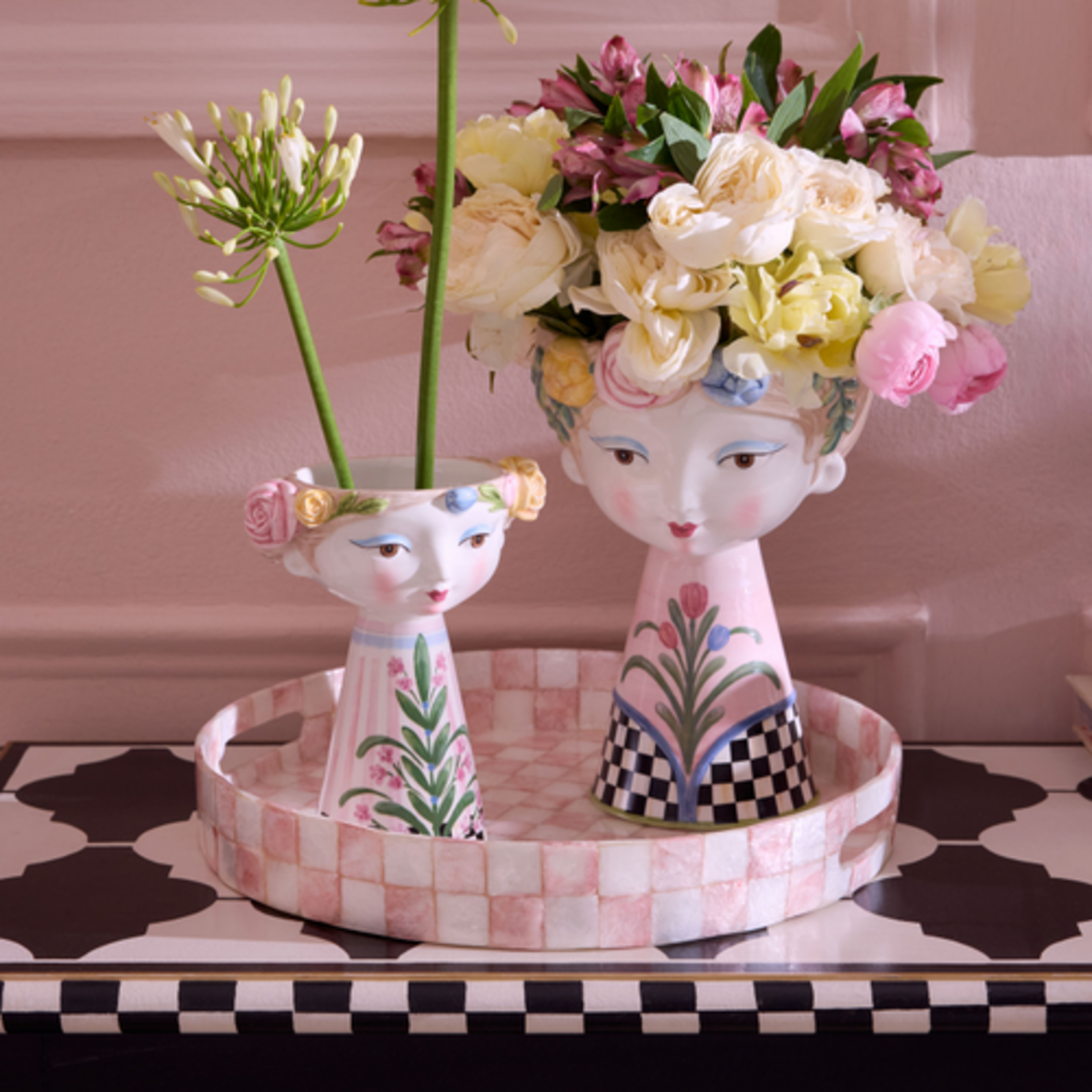 MacKenzie-Childs rosy meadow short lady vase