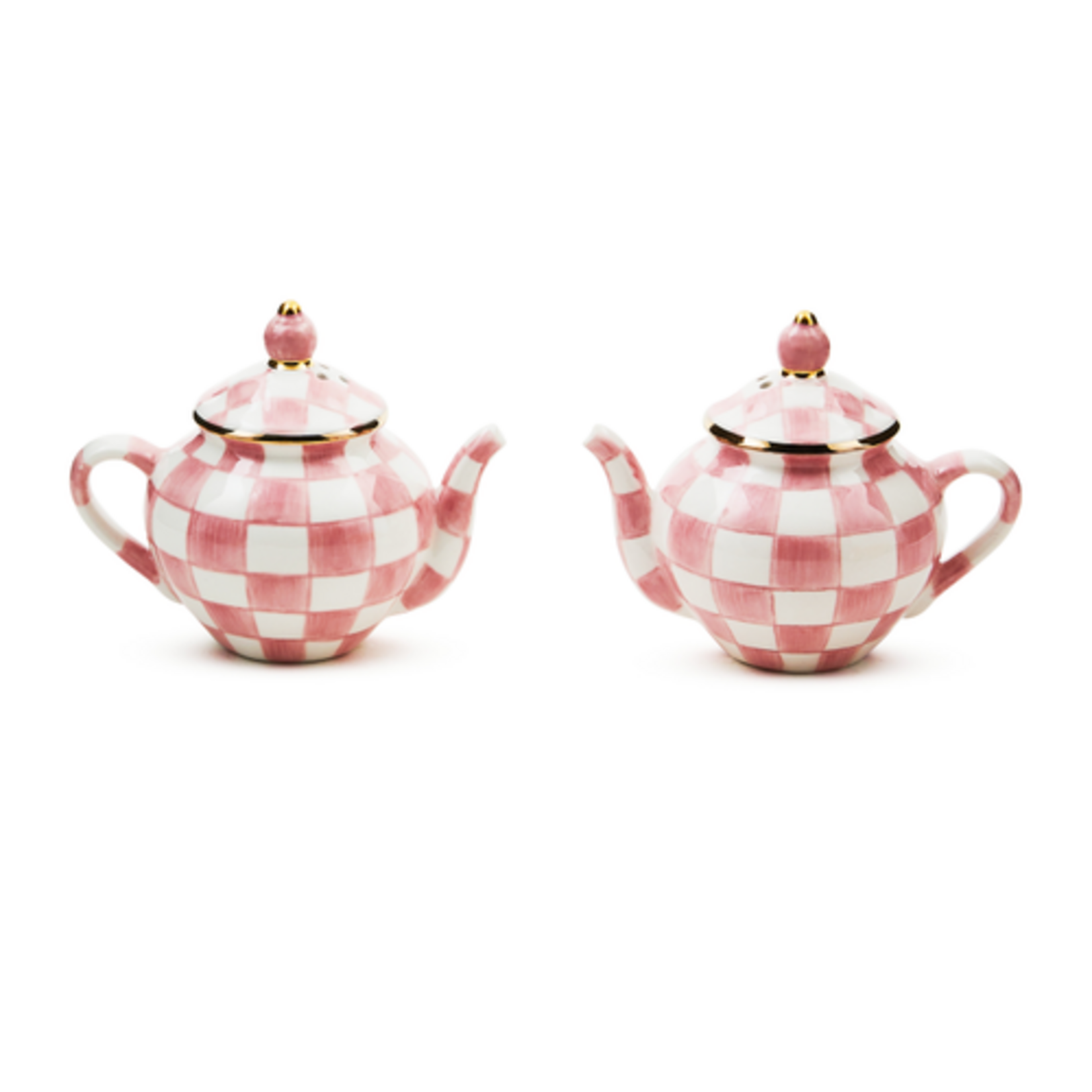 MacKenzie-Childs rosy check teapot salt & pepper set