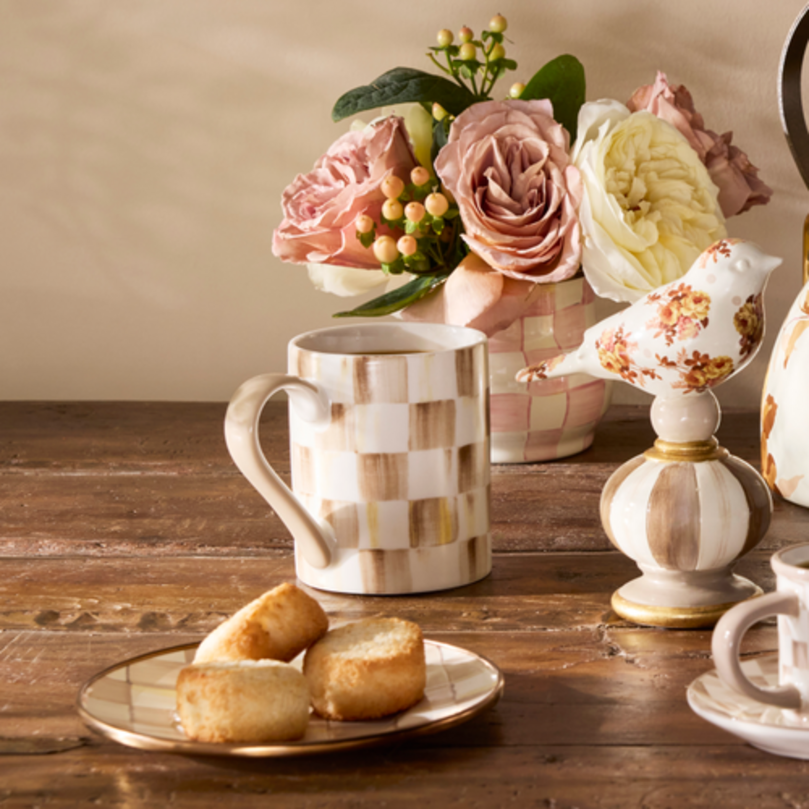 MacKenzie-Childs mocha check stoneware mug