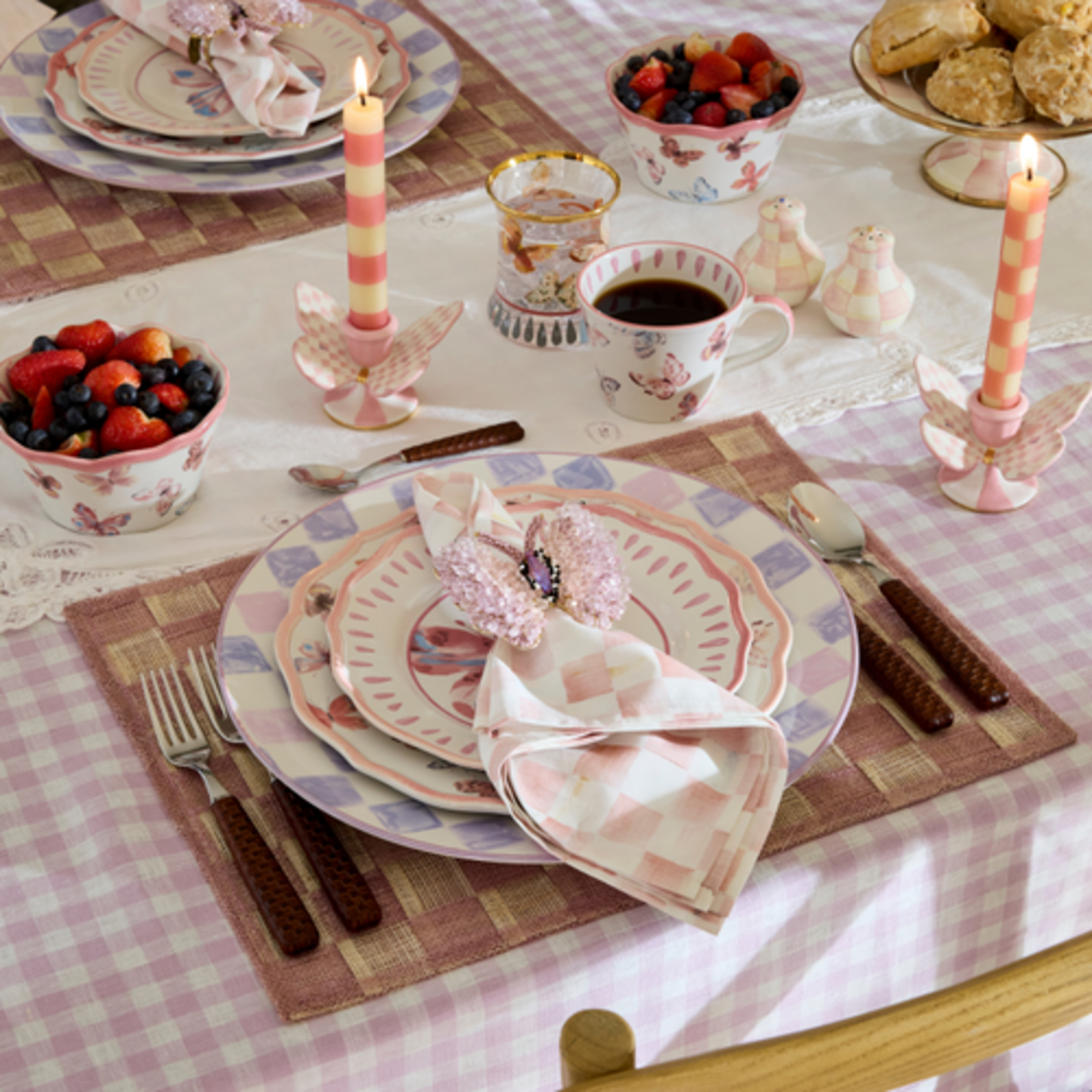 MacKenzie-Childs Butterfly Hill Tumbler Glass, Set of 2