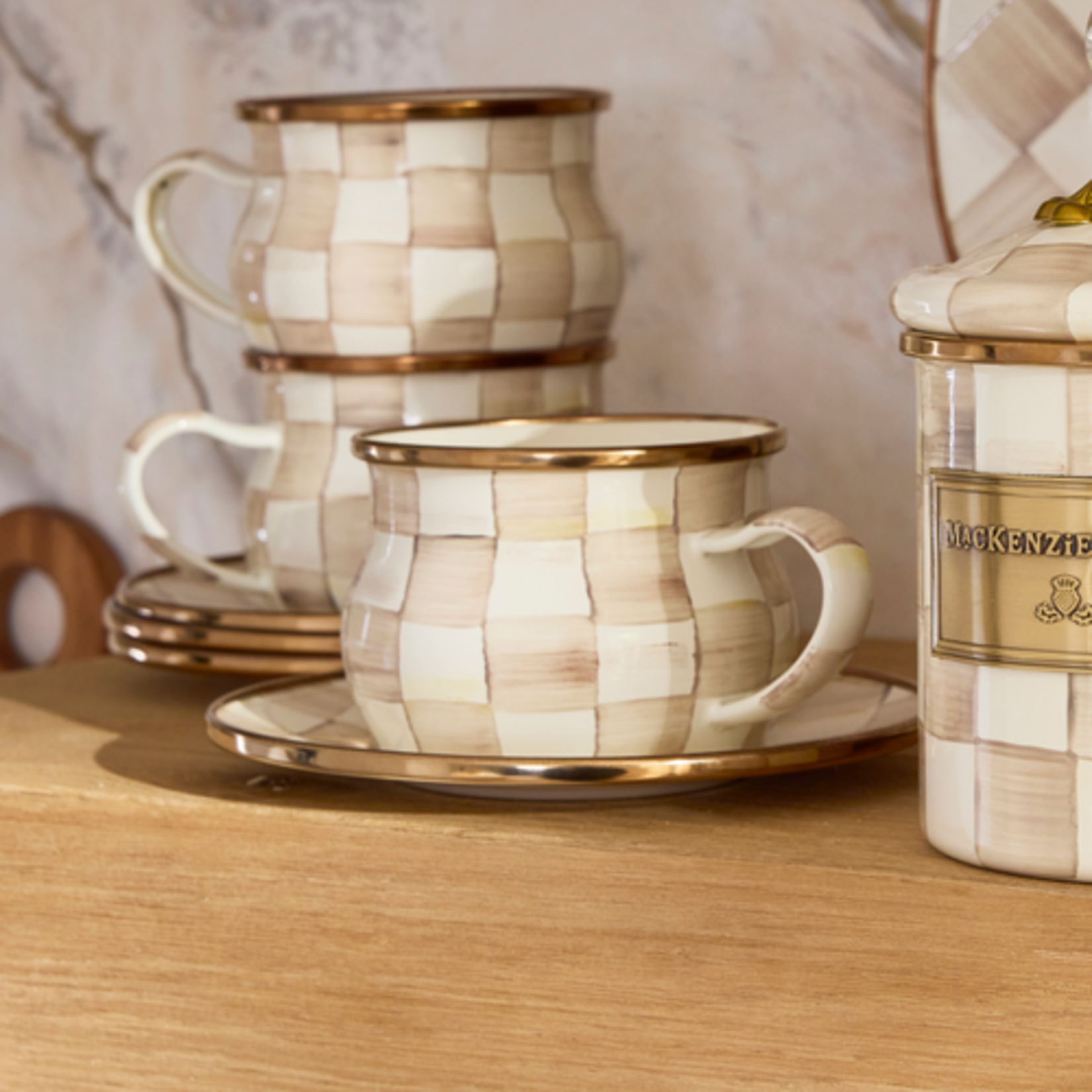 MacKenzie-Childs Mocha Check Teacup