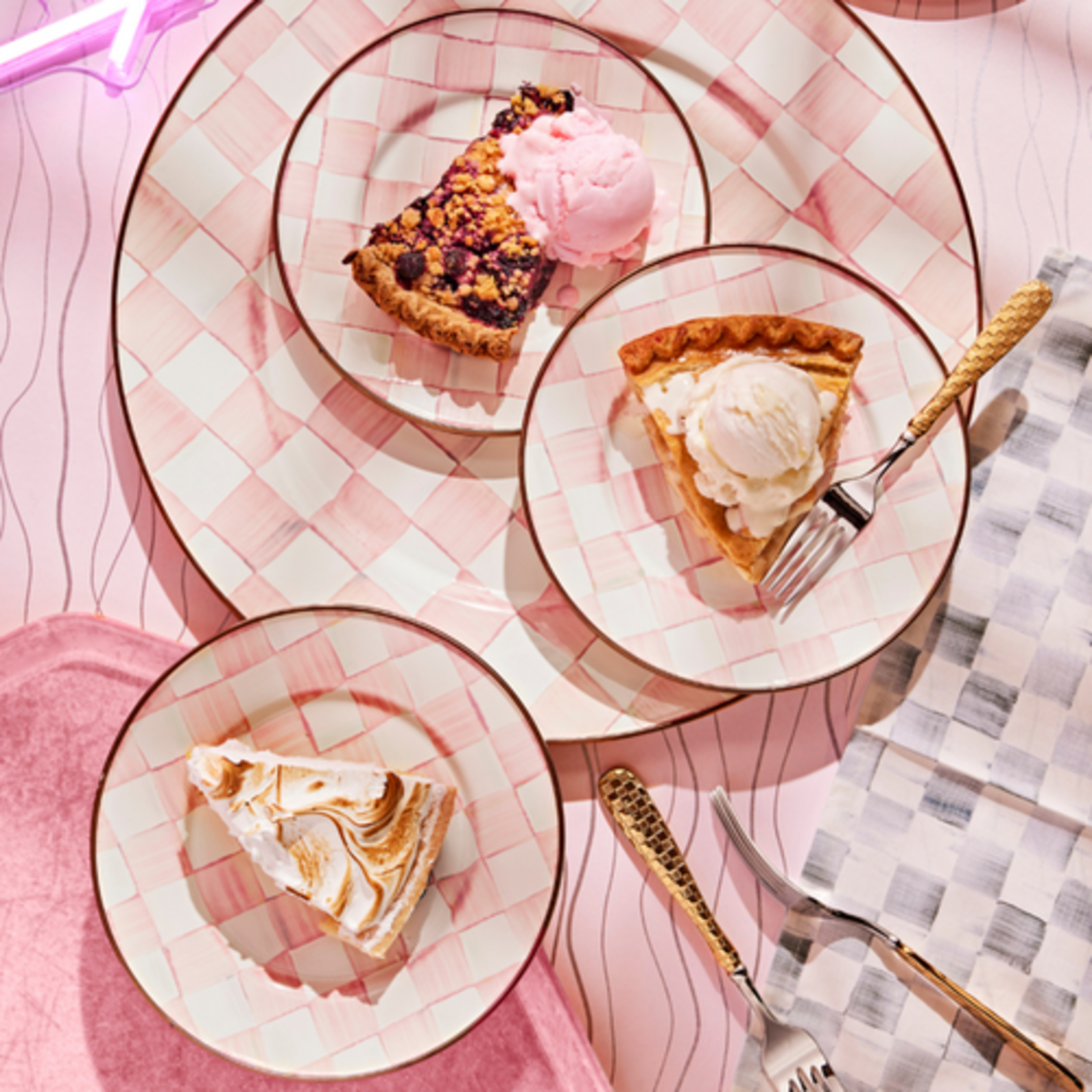 MacKenzie-Childs rosy check salad/dessert plate