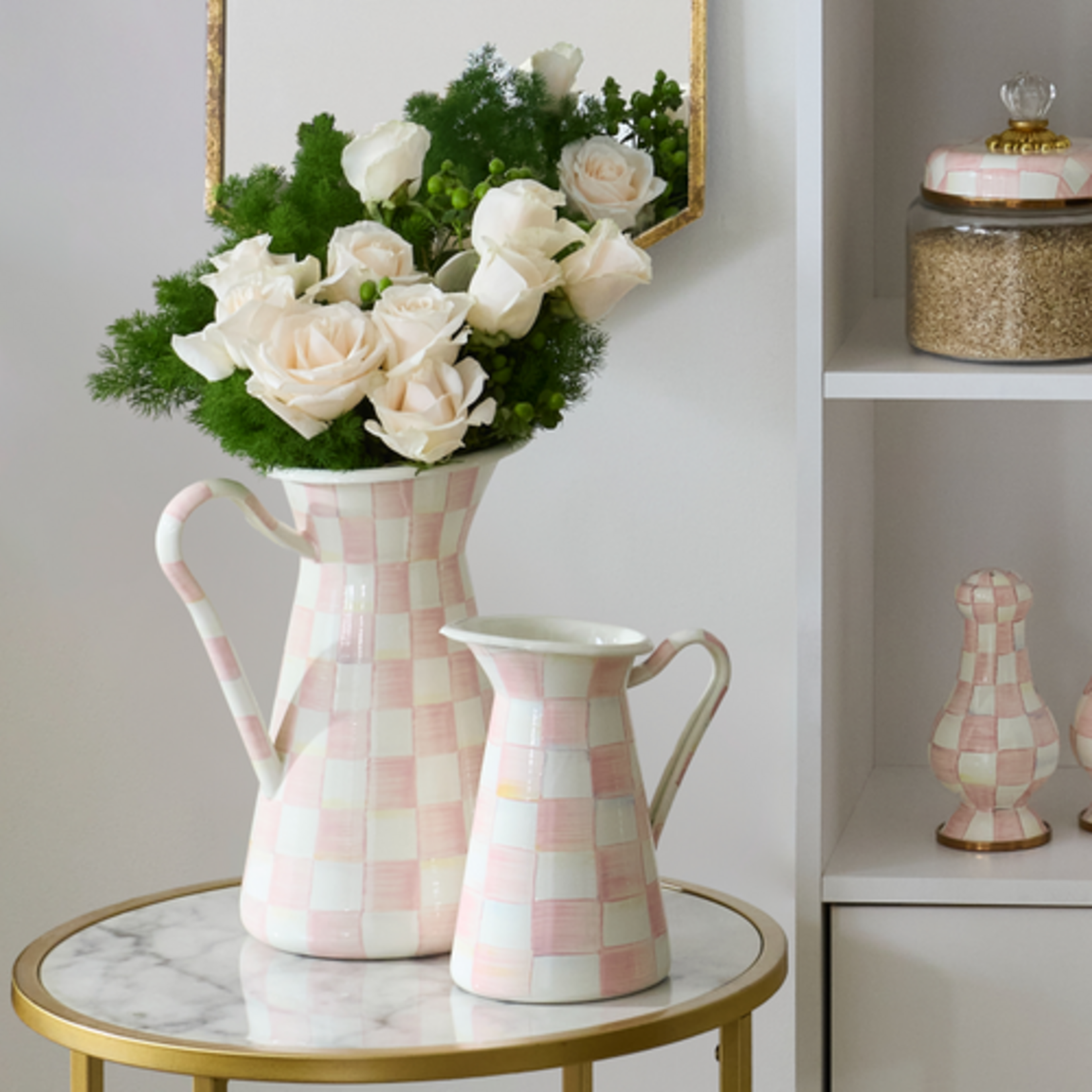 MacKenzie-Childs rosy check medium practical pitcher