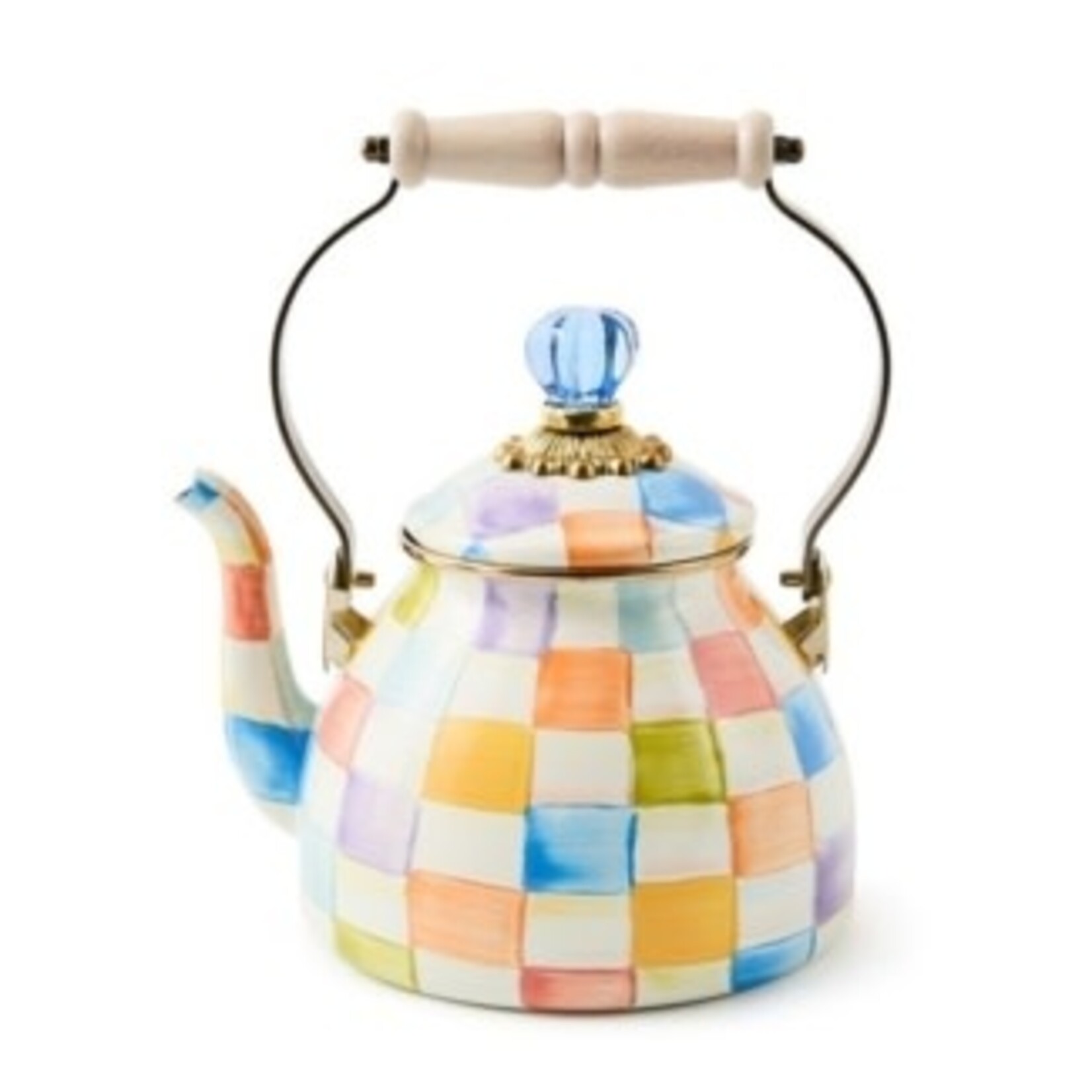 MacKenzie-Childs confetti check 2 quart tea kettle