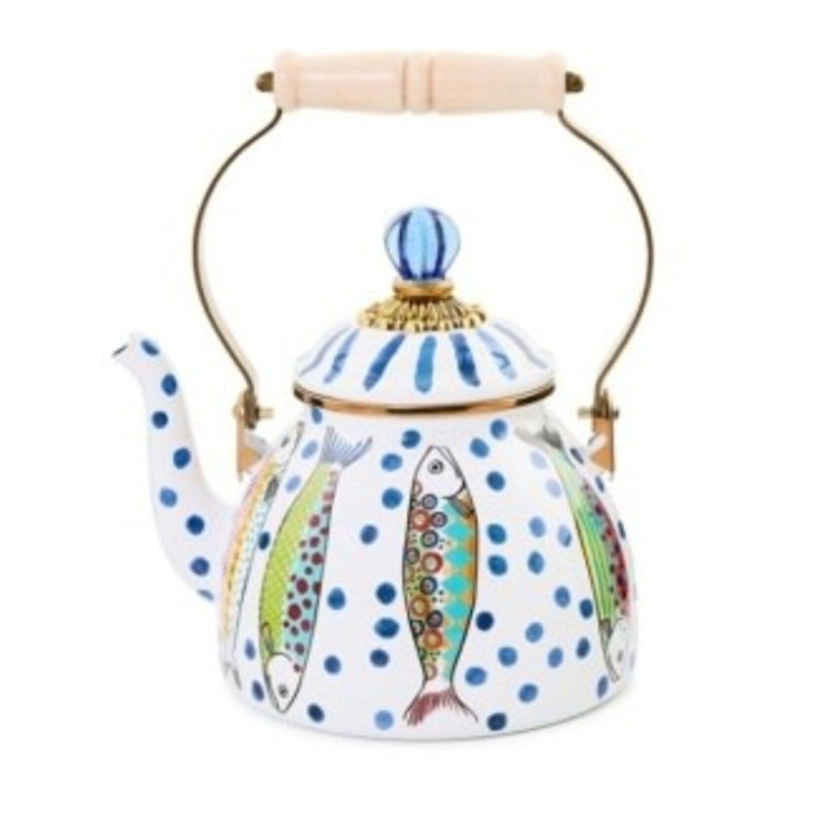 MacKenzie-Childs go fish 2 quart tea kettle
