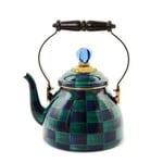 MacKenzie-Childs juniper check 2 quart tea kettle