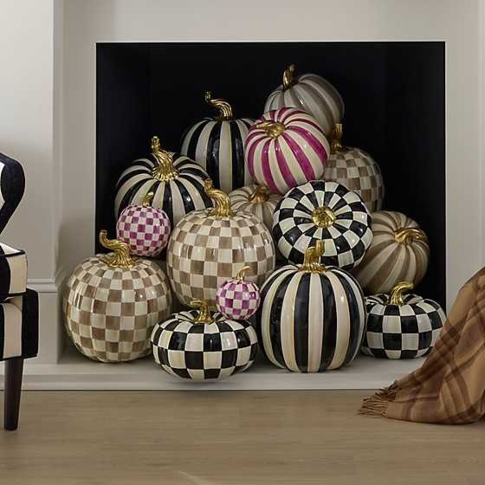 MacKenzie-Childs mocha check large pumpkin