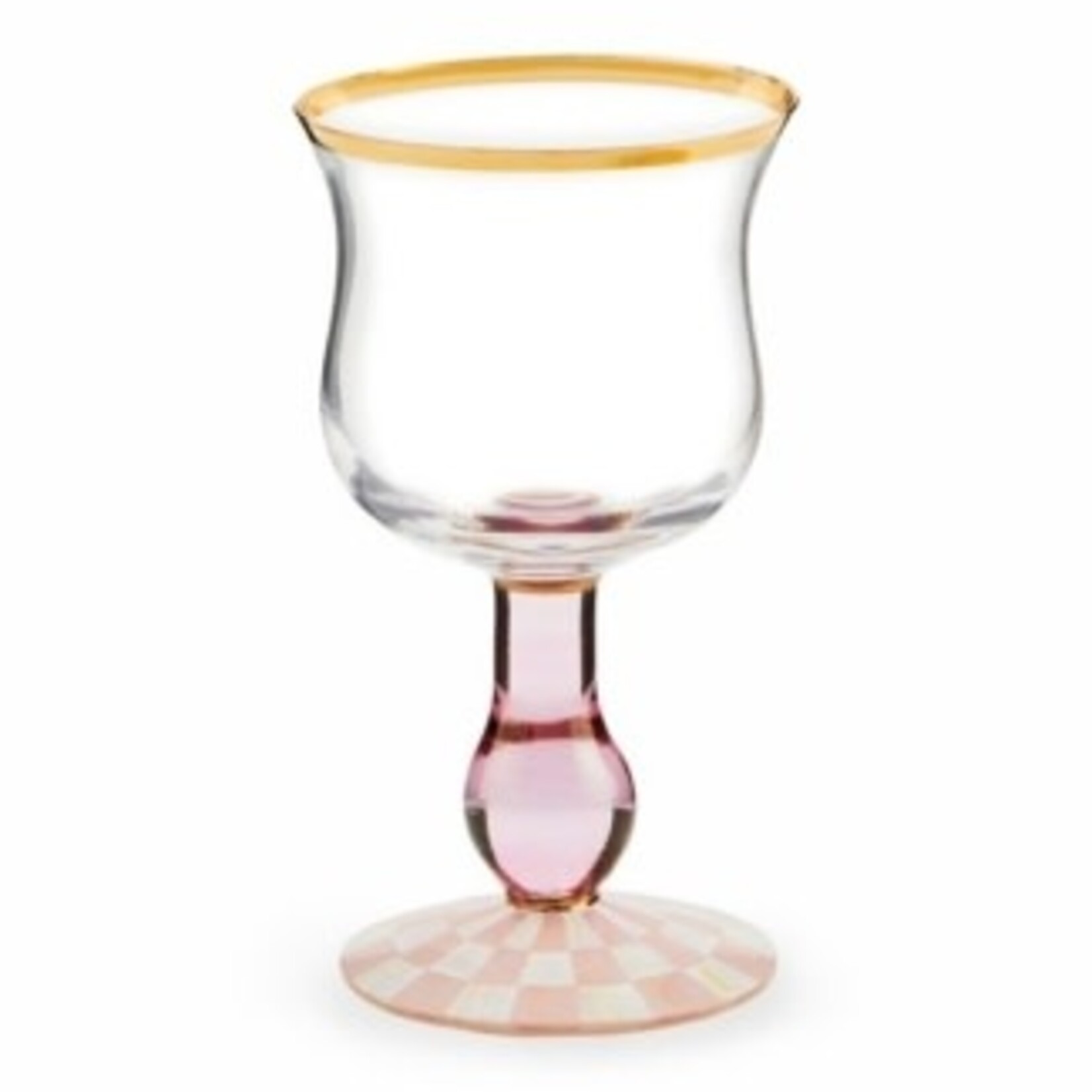 MacKenzie-Childs rosy check wine glass