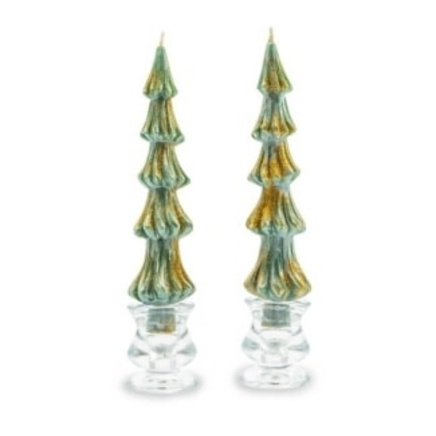 MacKenzie-Childs tree dinner candles - 8" - green - set of 2