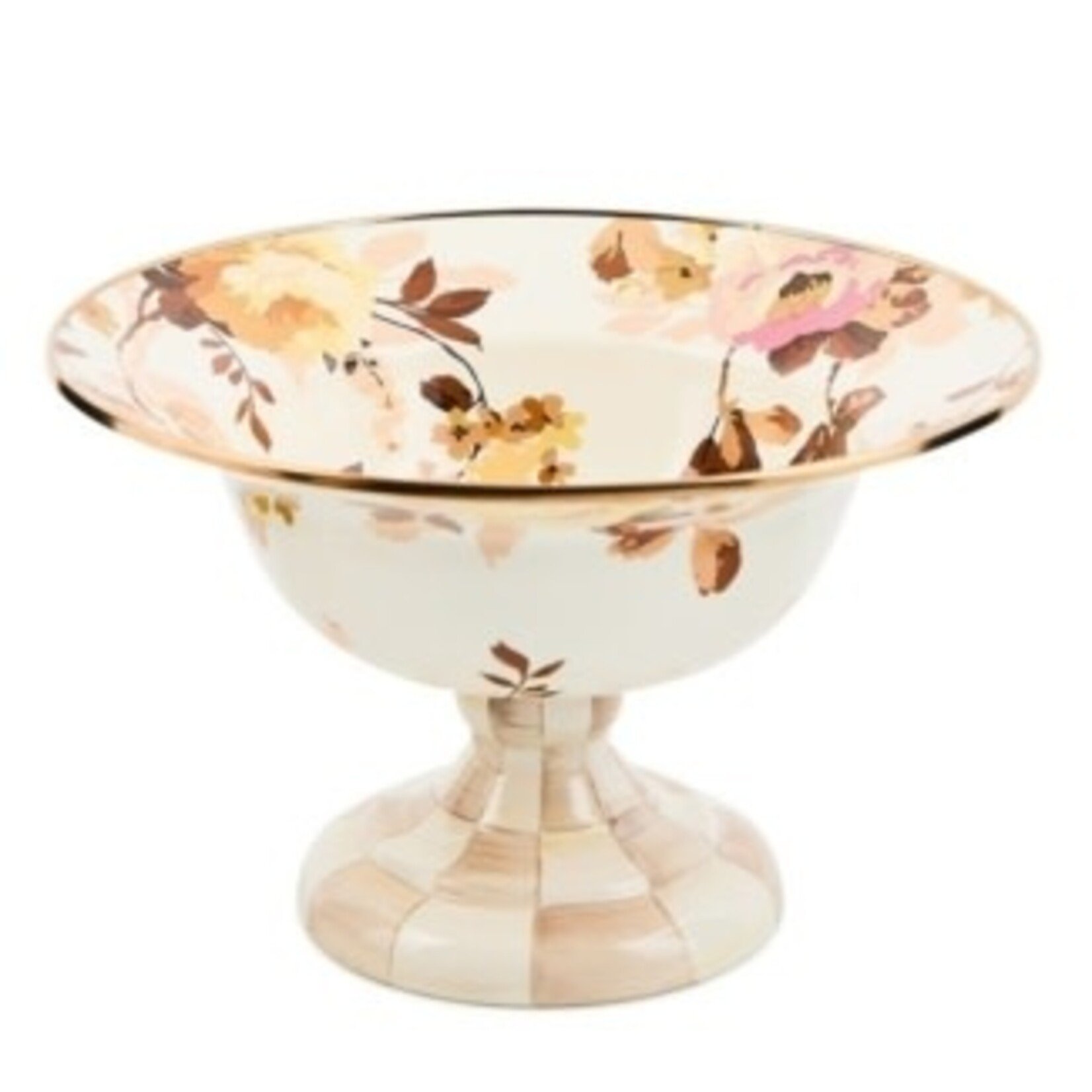MacKenzie-Childs wild rose white large compote