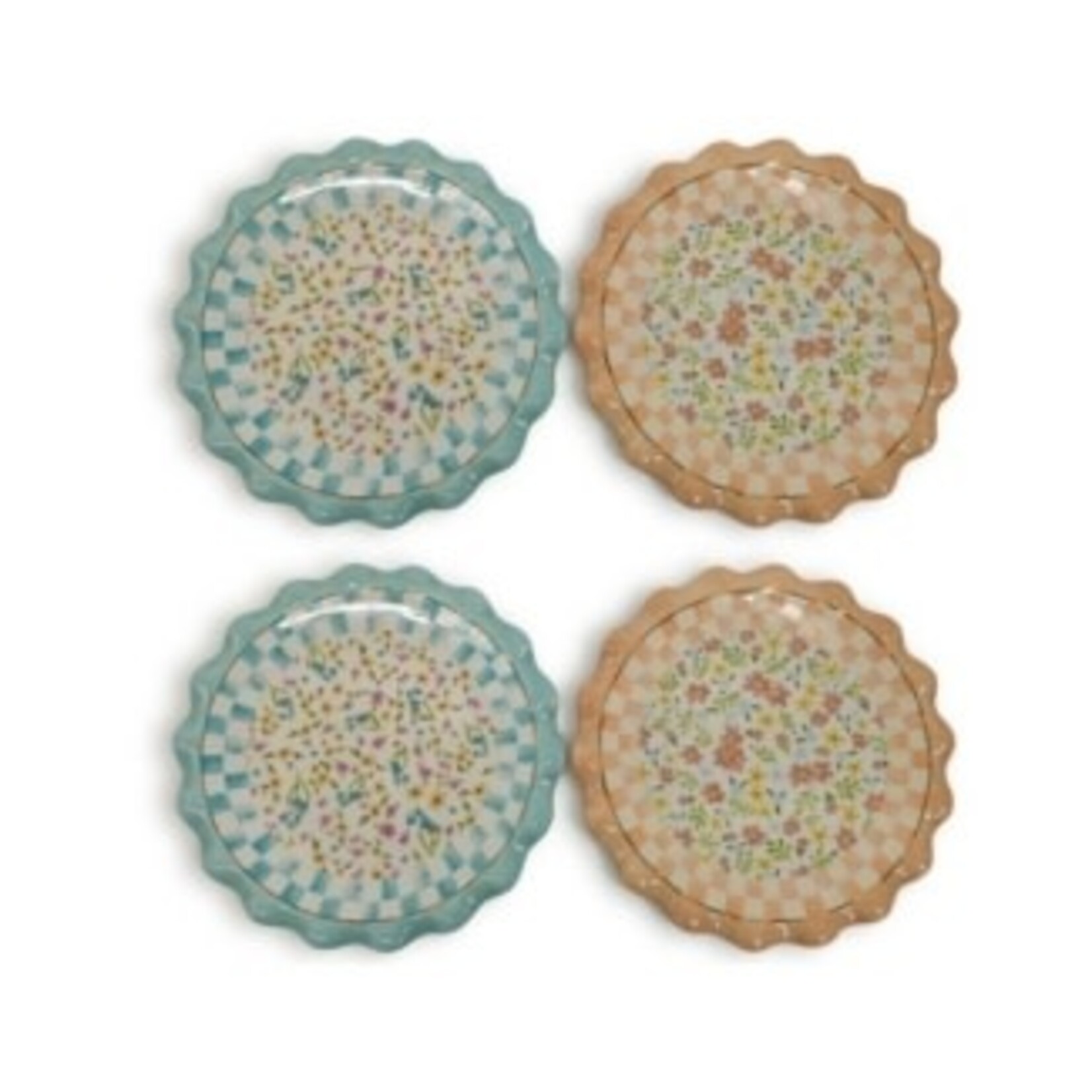 MacKenzie-Childs posie patch ceramic dessert plates, set of 4