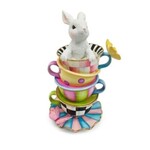 MacKenzie-Childs frolic spring stacked teacup bunny