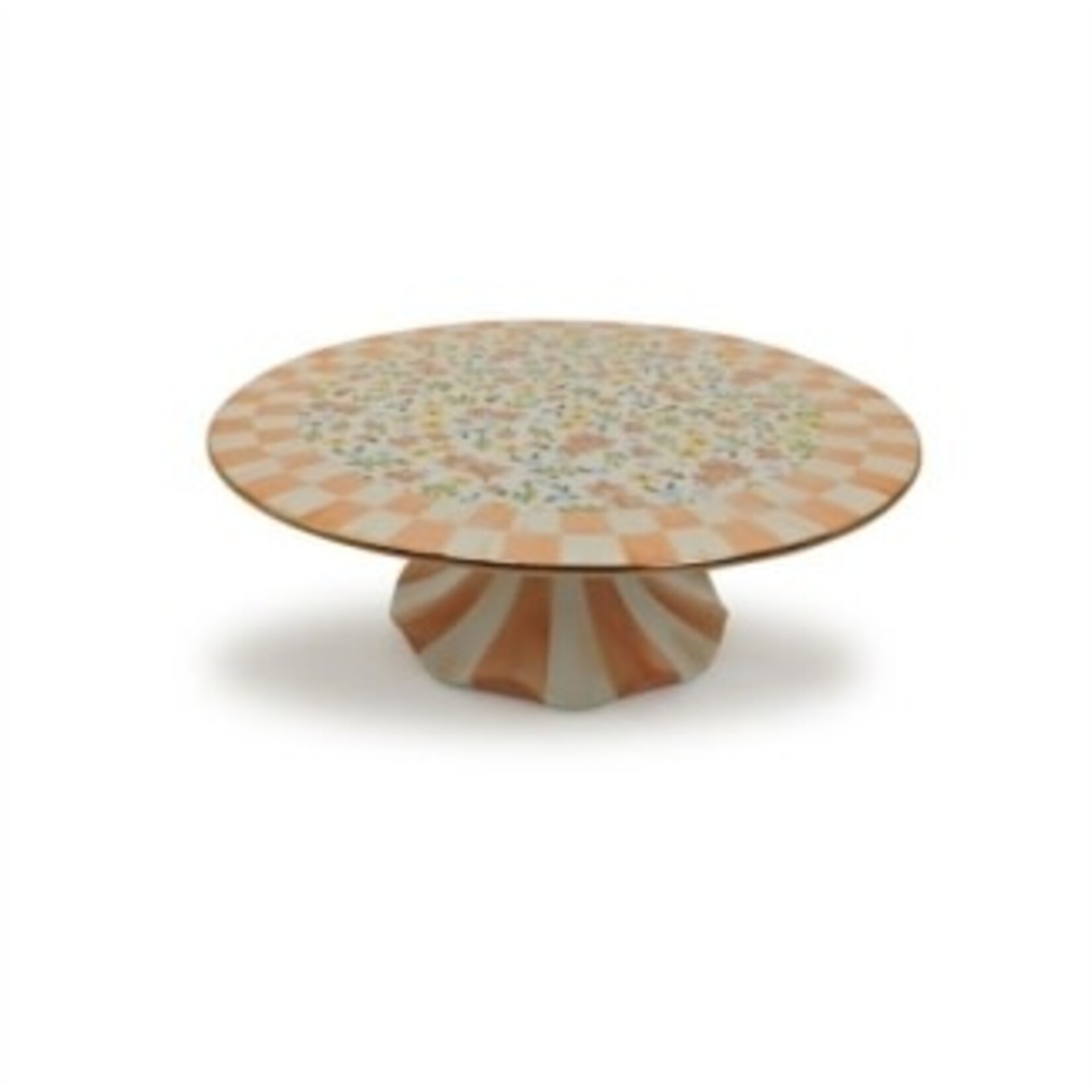 MacKenzie-Childs posie patch large ceramic pedestal platter