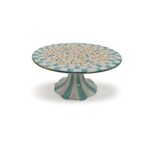 MacKenzie-Childs posie patch small ceramic pedestal platter