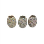 MacKenzie-Childs posie patch ceramic egg vases, set of 3
