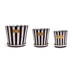 MacKenzie-Childs courtly stripe pots & saucers, set of 3