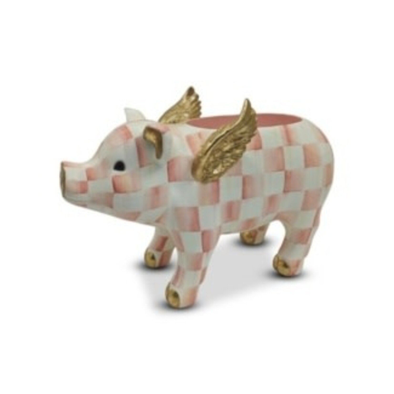 MacKenzie-Childs rosy check flying pig planter