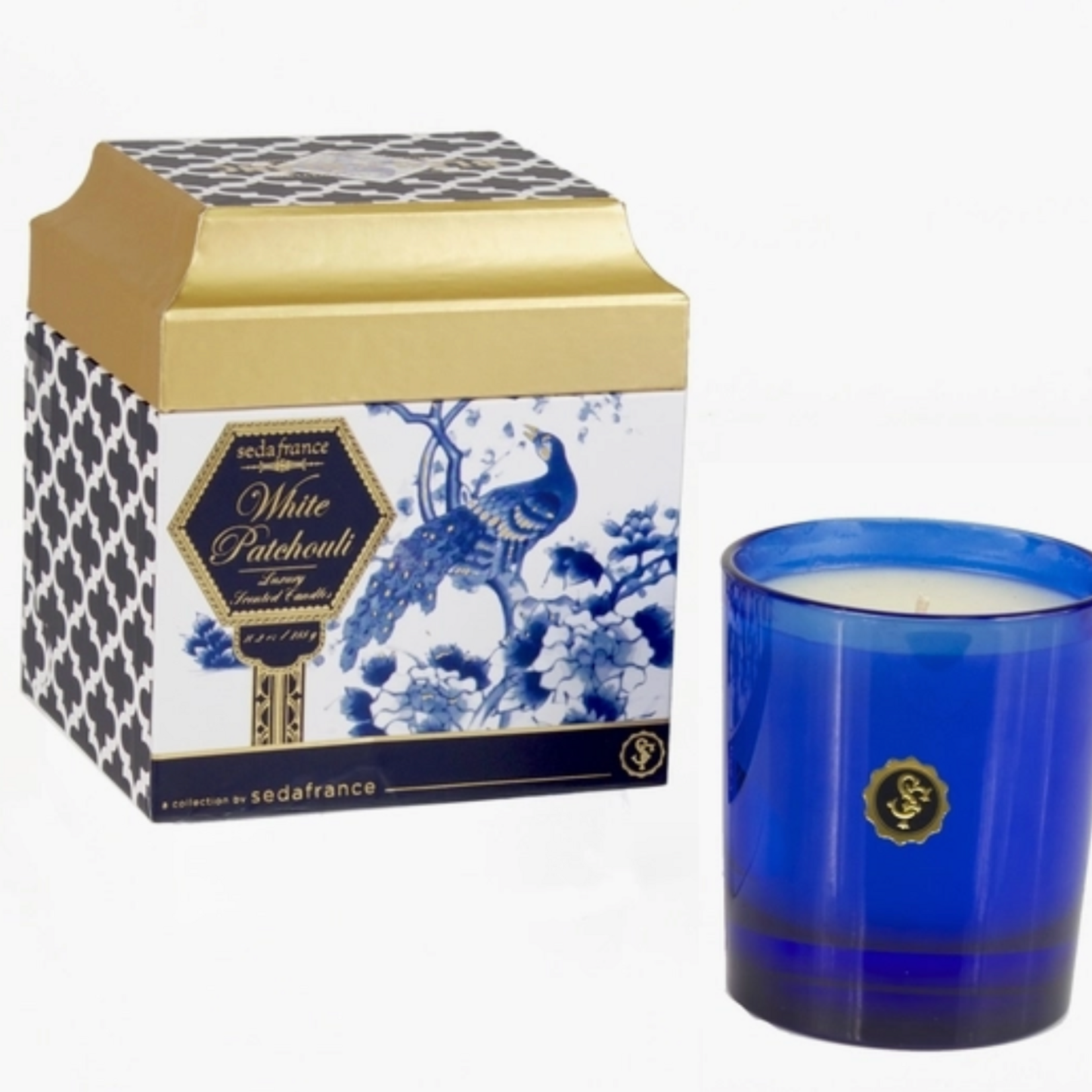 Seda France White Patchouli Bleu et Blanc Box Candle