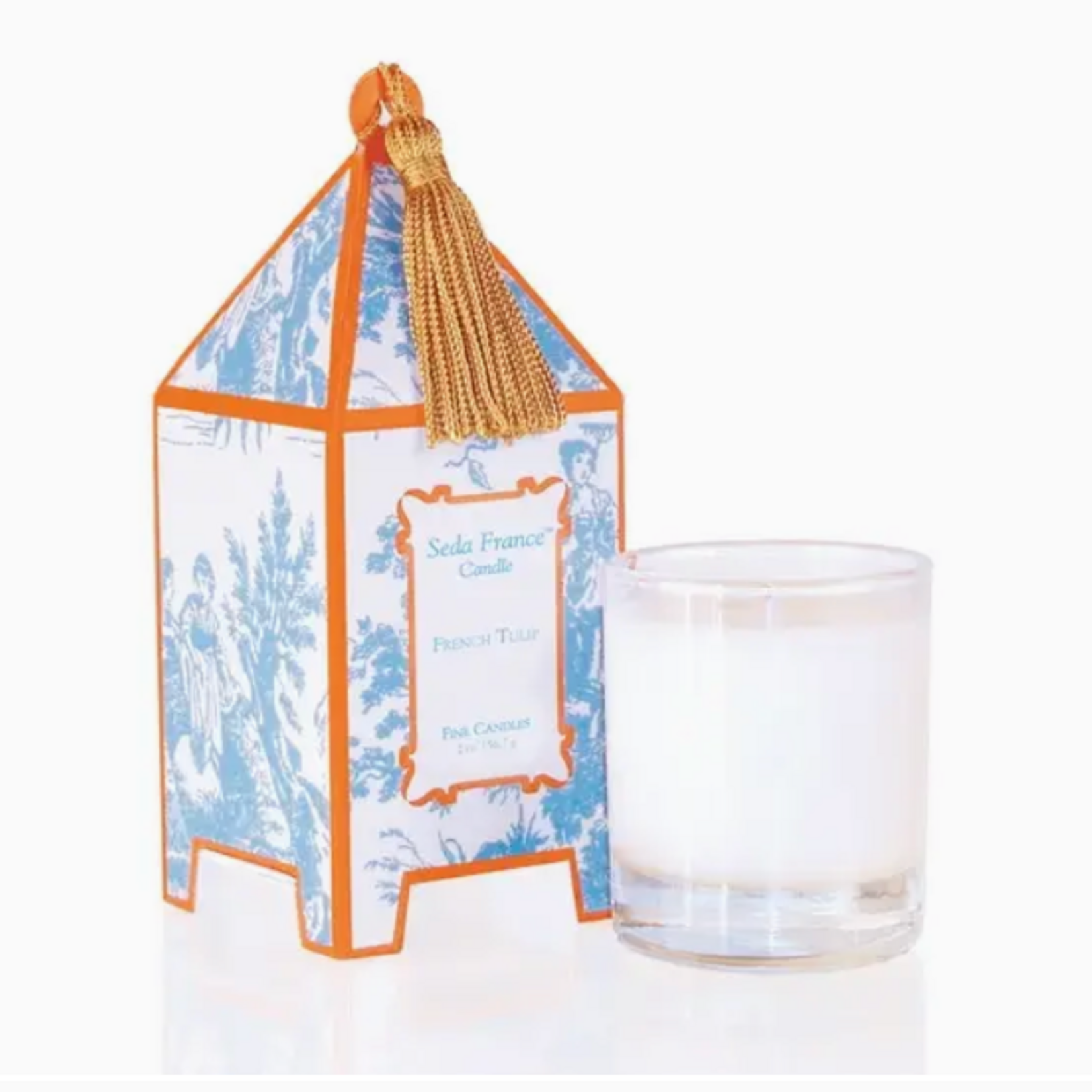 Seda France French Tulip Toile Mini Pagoda Box Candle