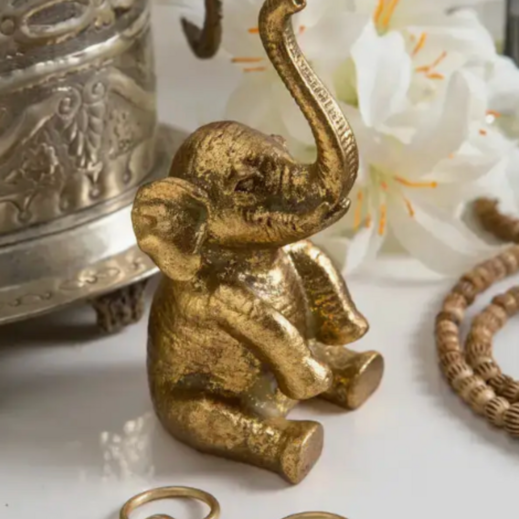 Vagabond Vintage Pewter Elephant Ring Holder