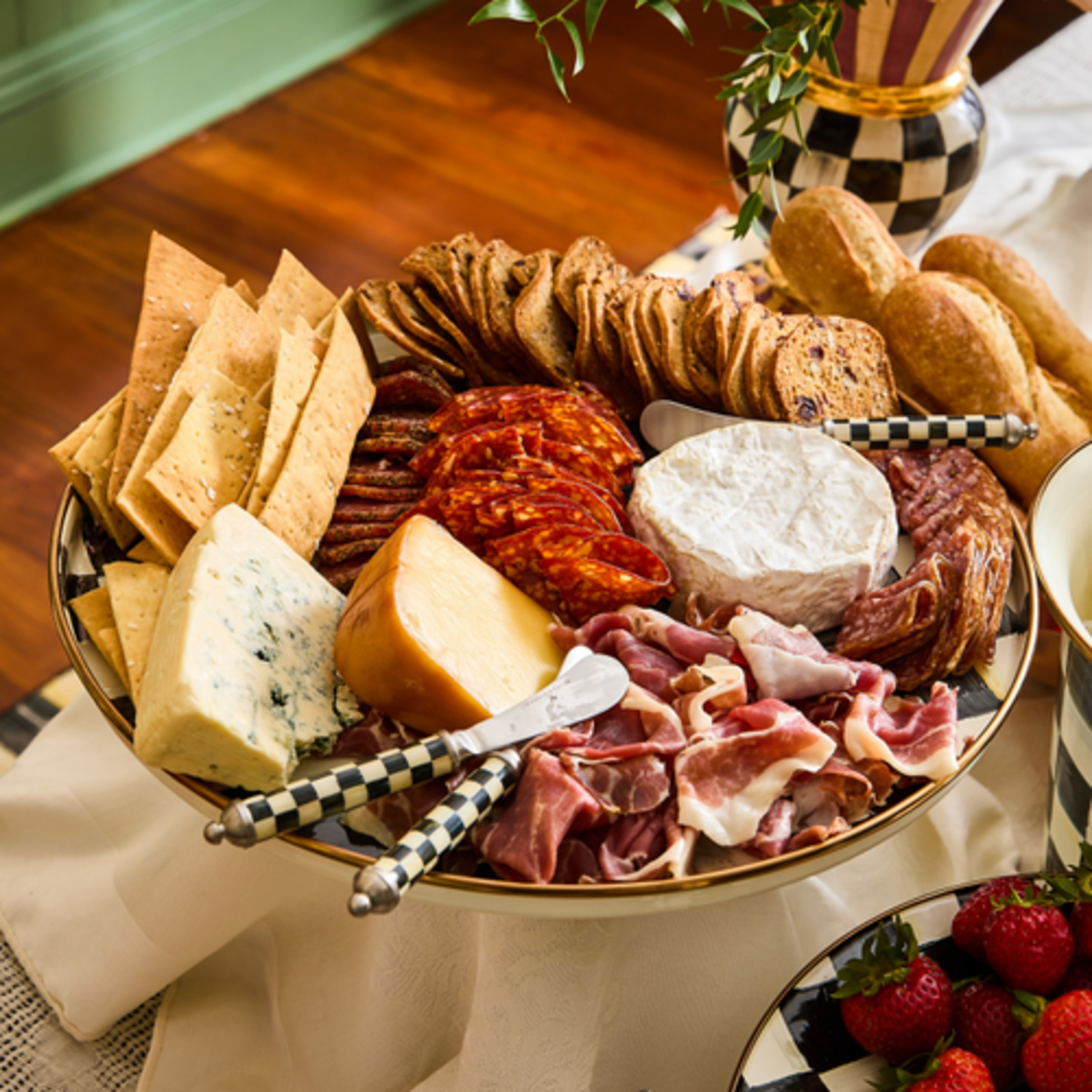 MacKenzie-Childs courtly check round tray