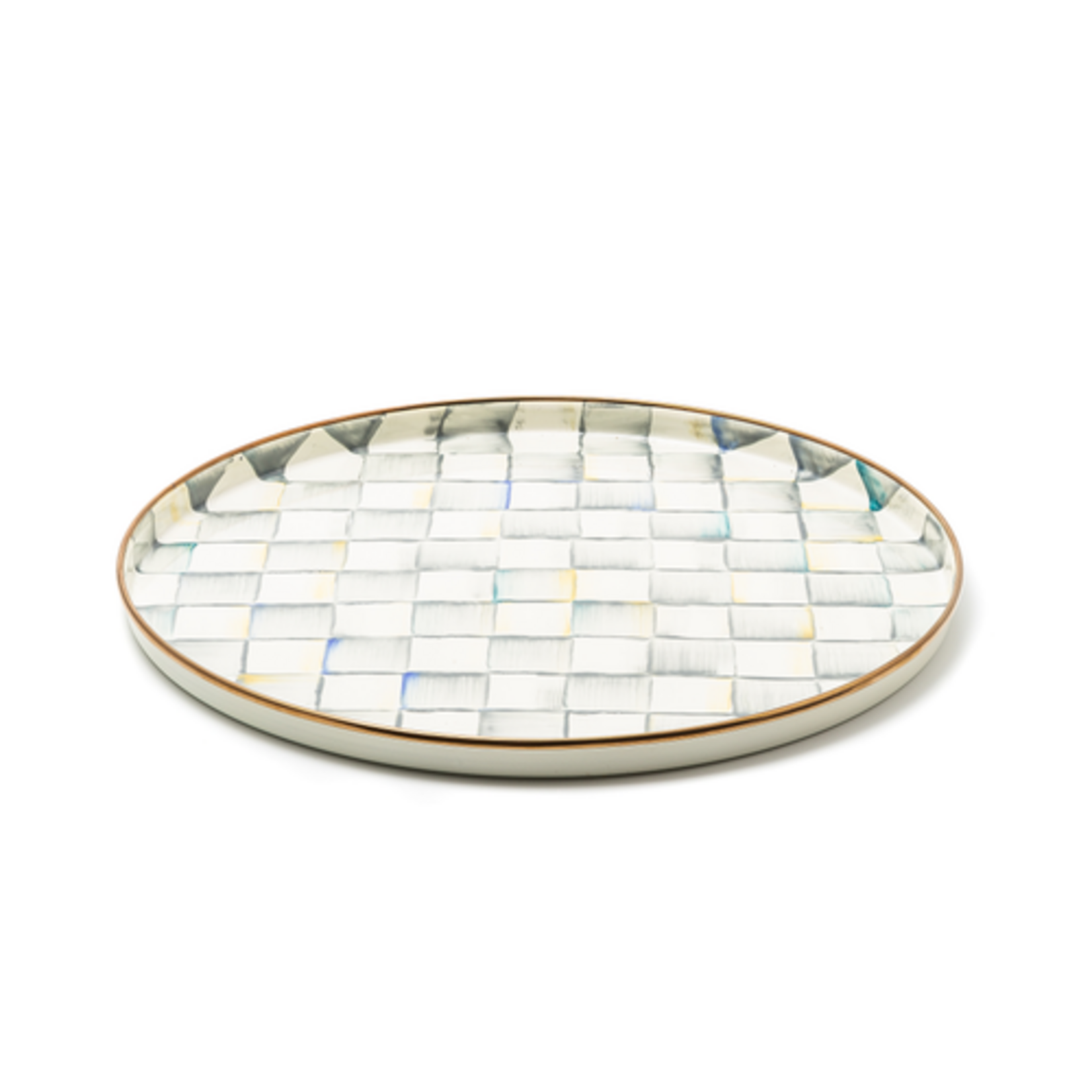 MacKenzie-Childs sterling check round tray