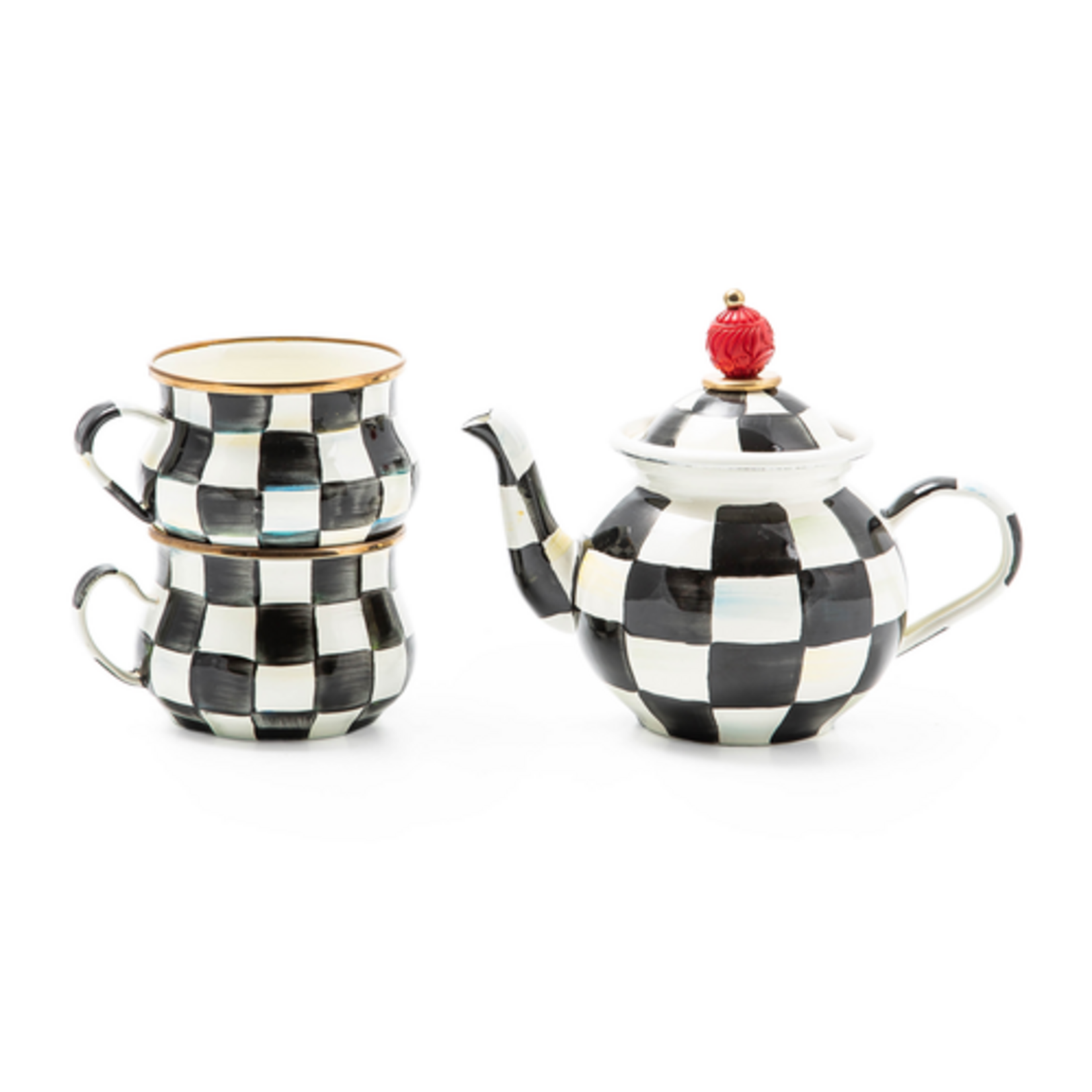 MacKenzie-Childs courtly check tea party set