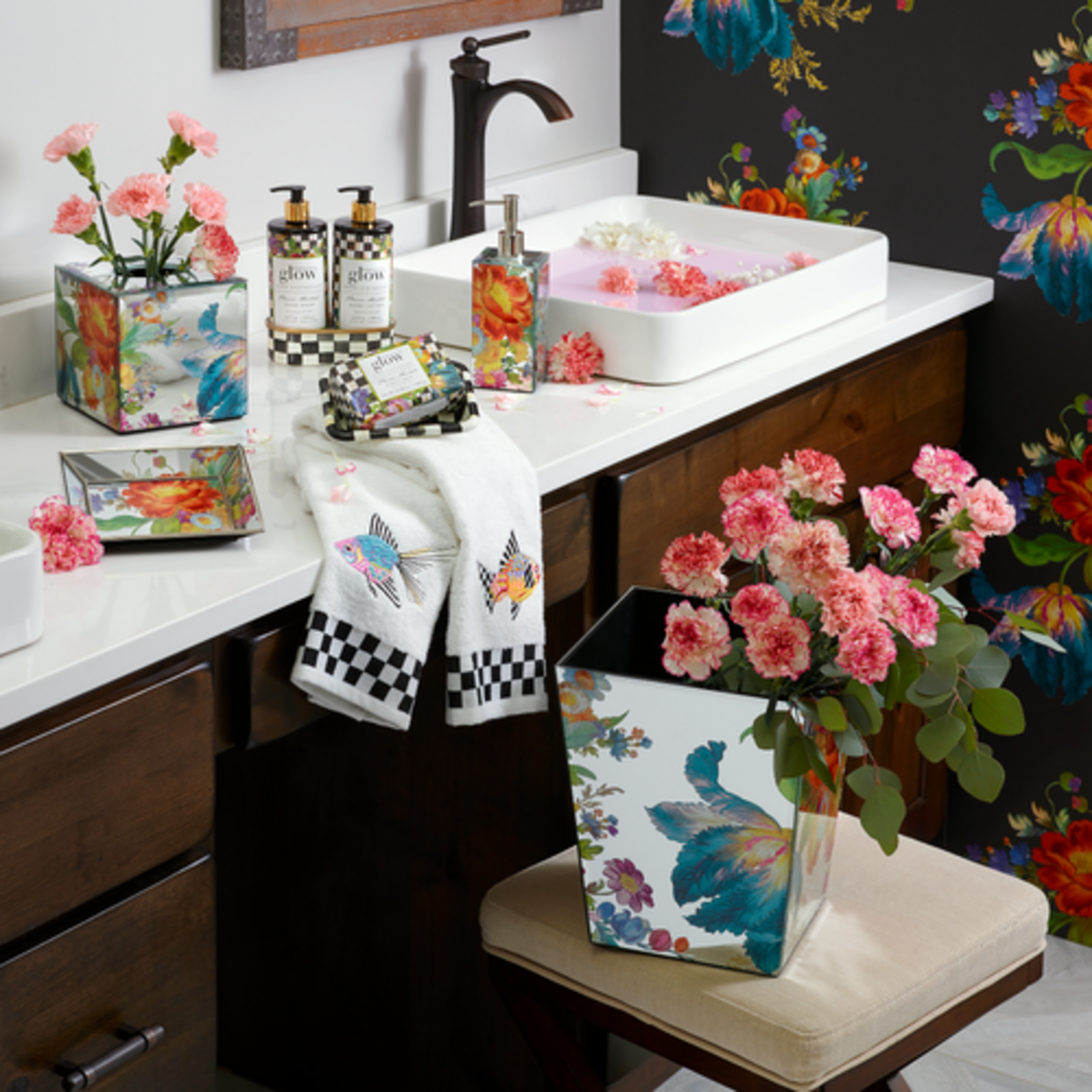 MacKenzie-Childs flower market reflections boutique tissue box cover