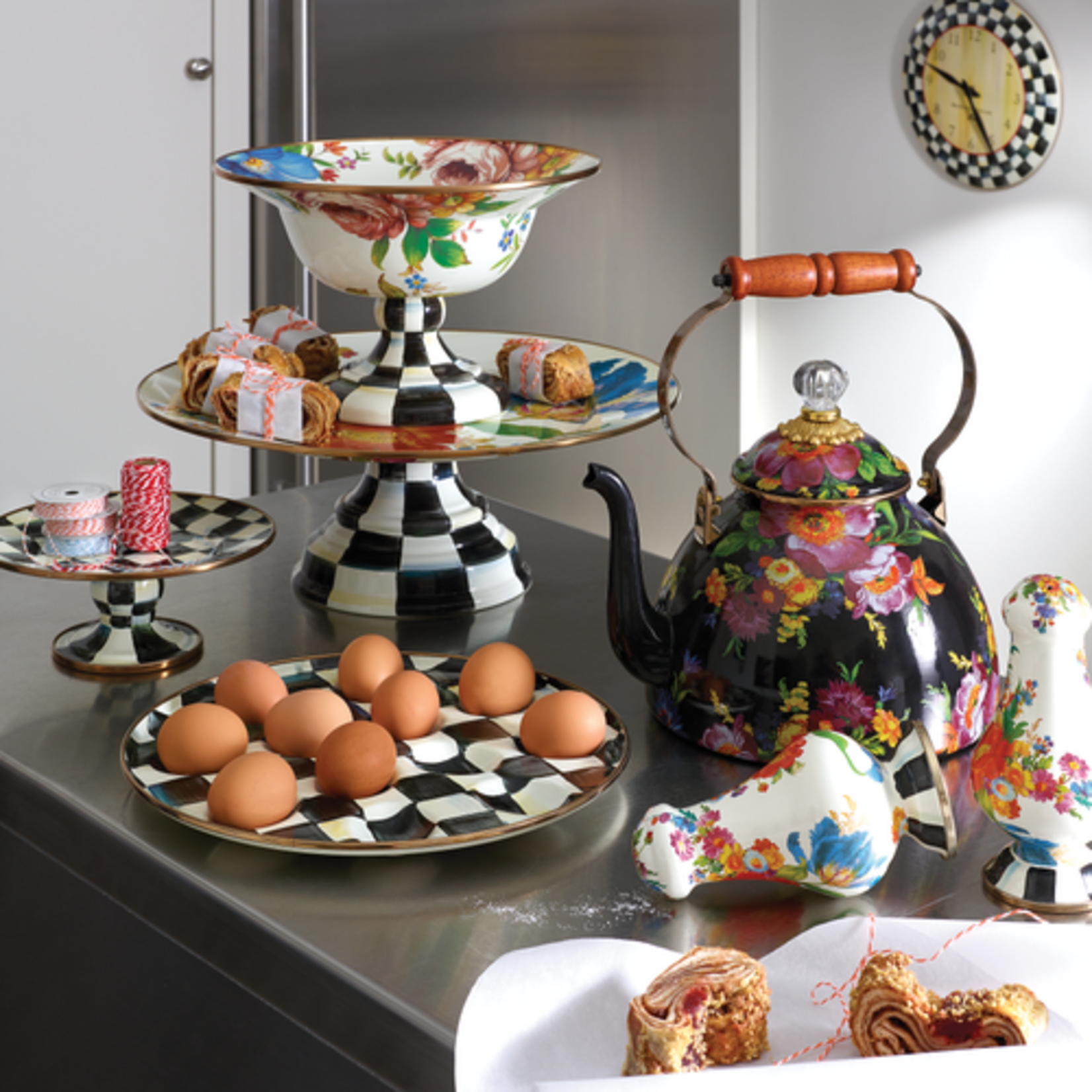 MacKenzie-Childs white flower market large compote