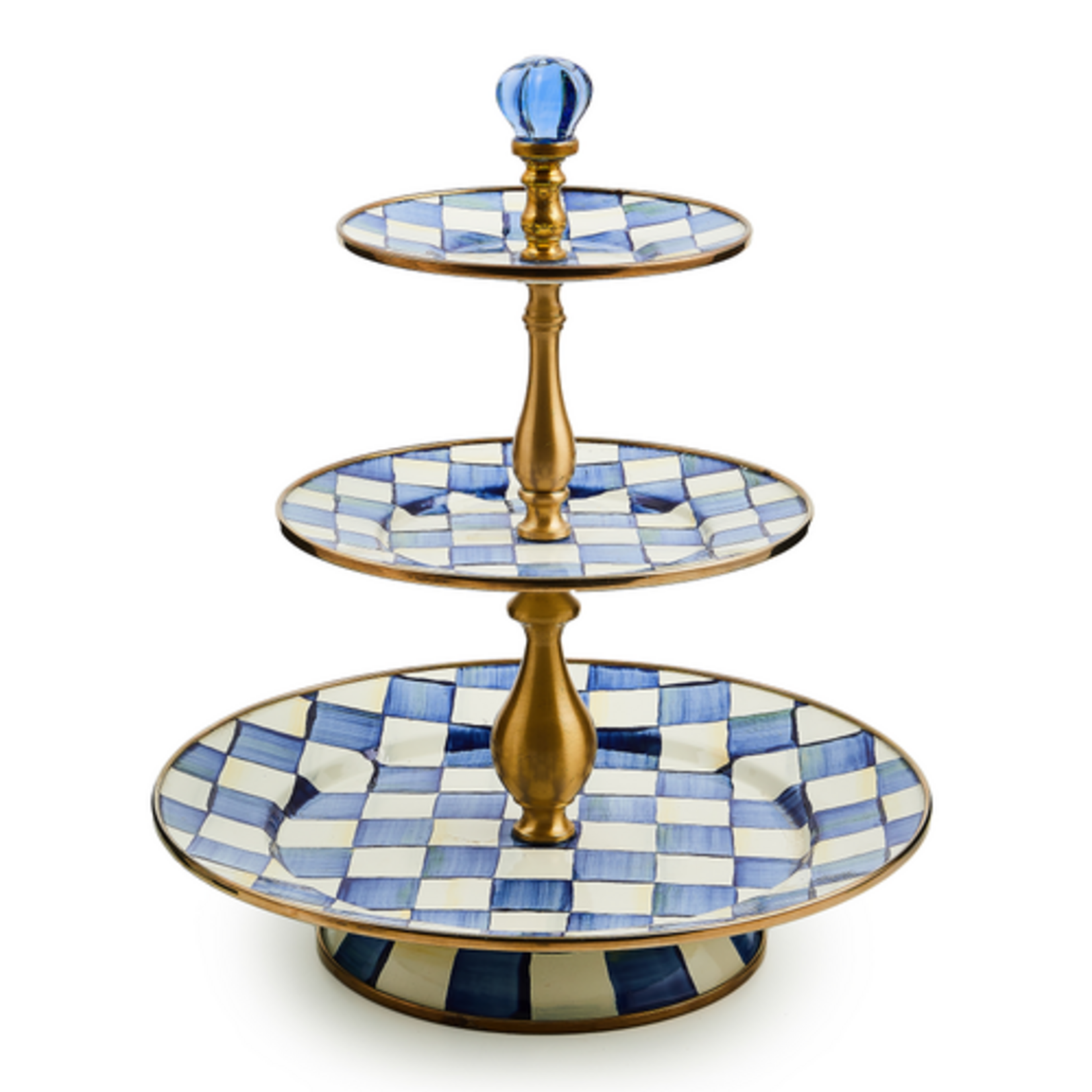 MacKenzie-Childs royal check three tier sweet stand