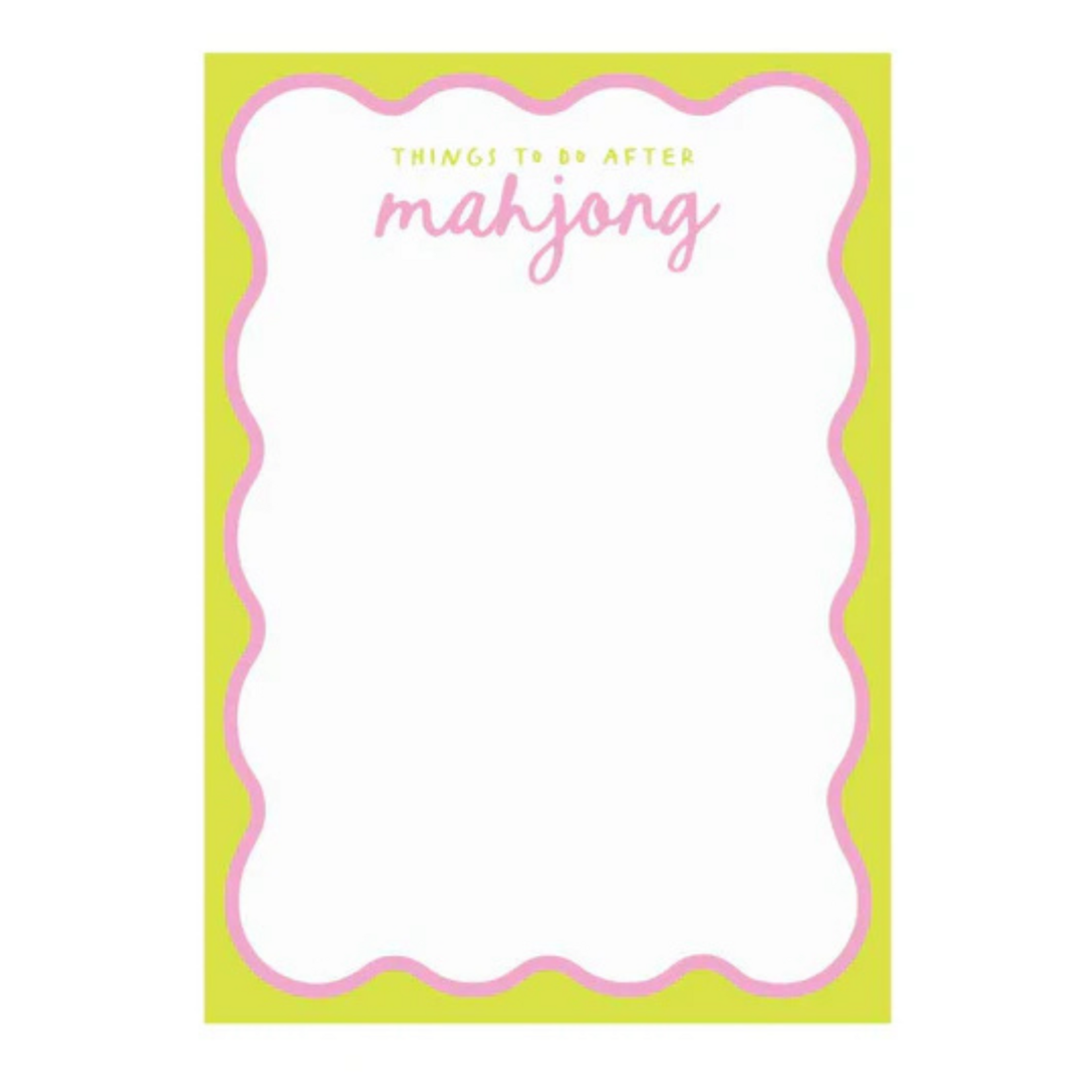 Peace Love Mahjong Chartreuse & Pink Things to Do After Mahj Notepad