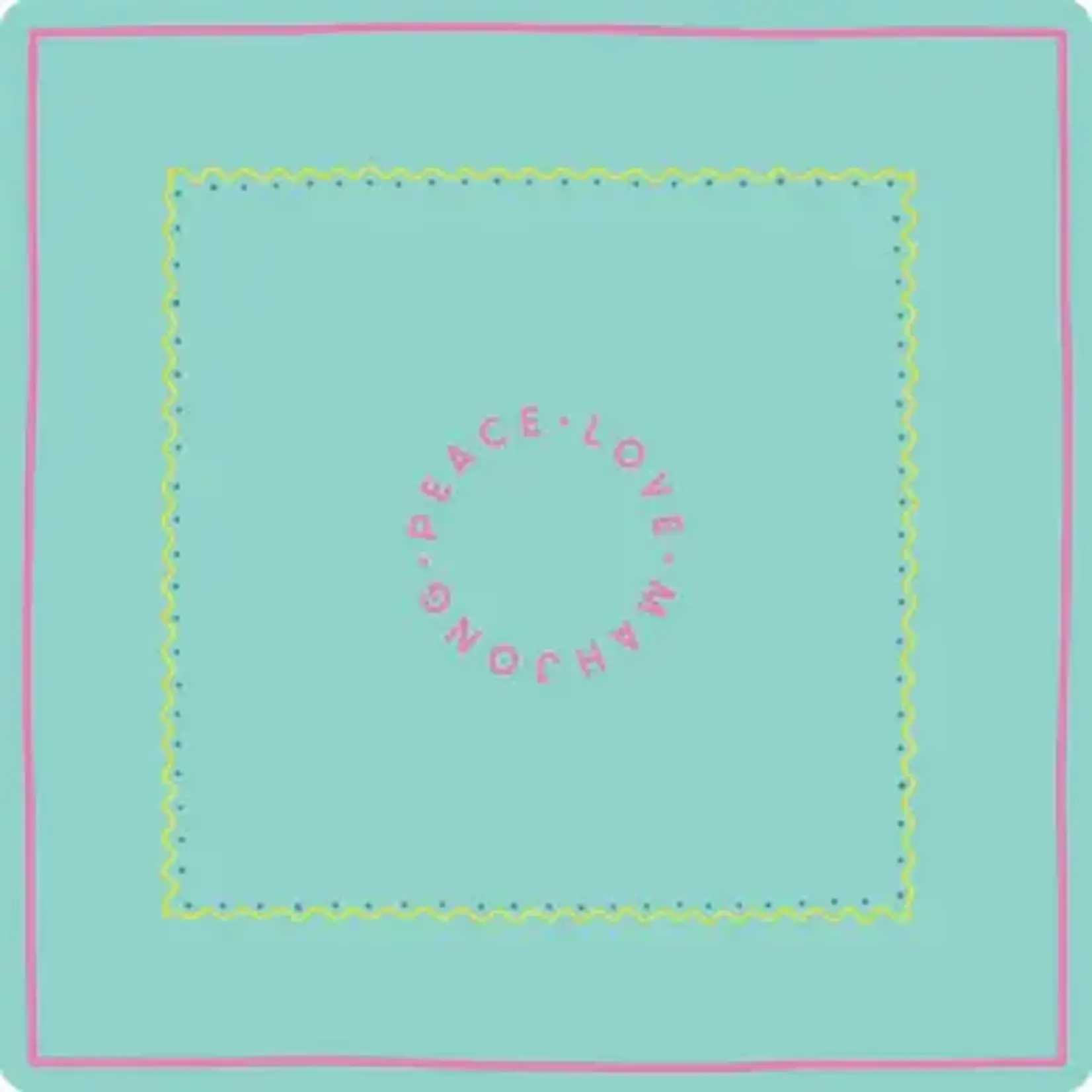 Peace Love Mahjong Light Aqua with Yellow & Pink Mat