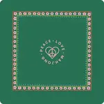 Peace Love Mahjong Dark Green with Pink Flowers Mat
