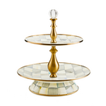 MacKenzie-Childs sterling check two tier sweet stand