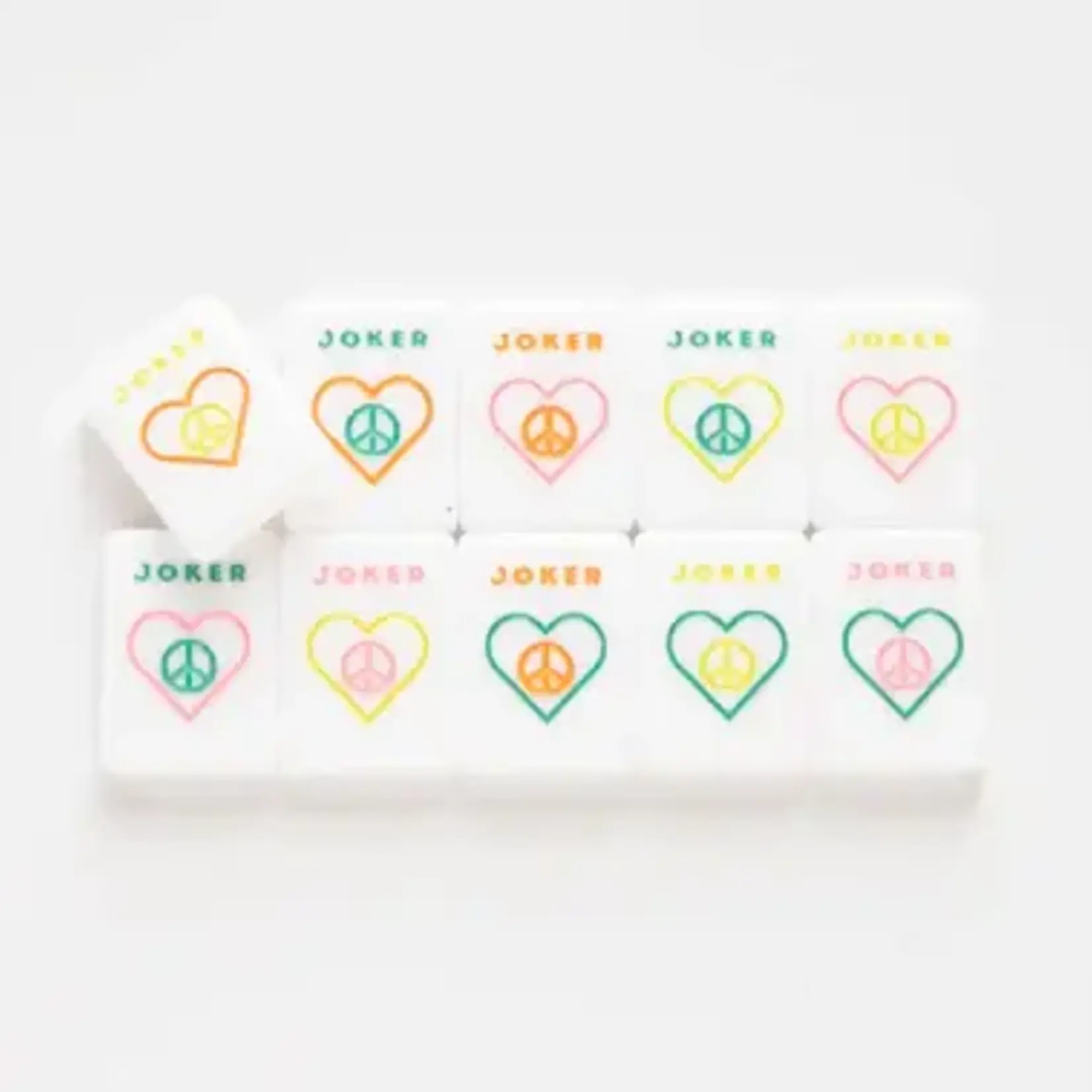 Peace Love Mahjong Vibrant Vibes - Mile High Mahj Club Travel Tiles Set (New version, Chartreuse Racks)