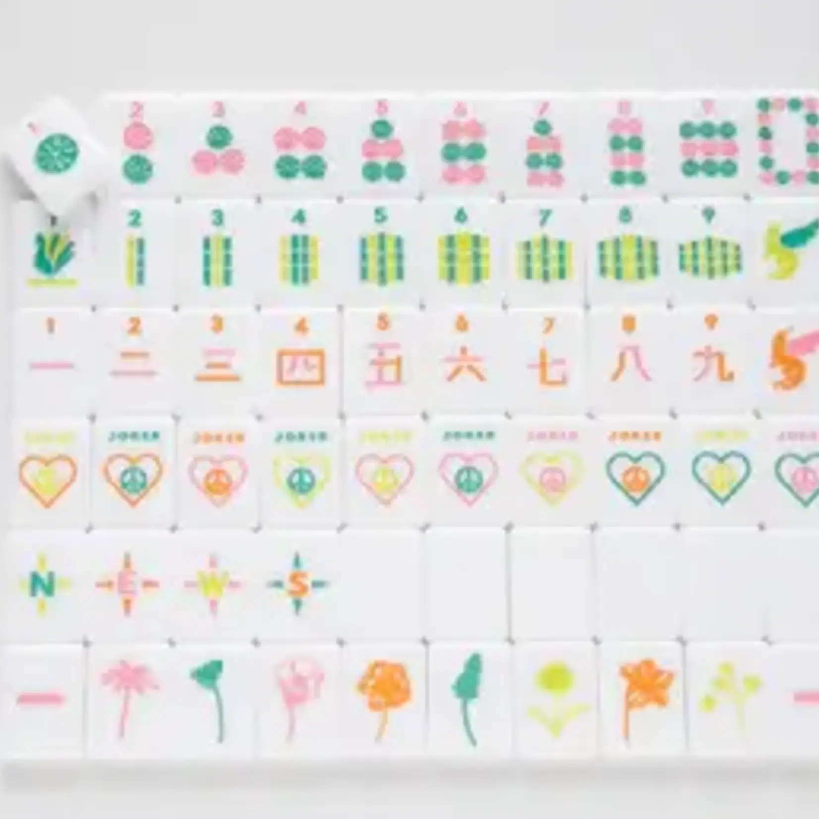 Peace Love Mahjong Vibrant Vibes - Mile High Mahj Club Travel Tiles Set (New version, Chartreuse Racks)