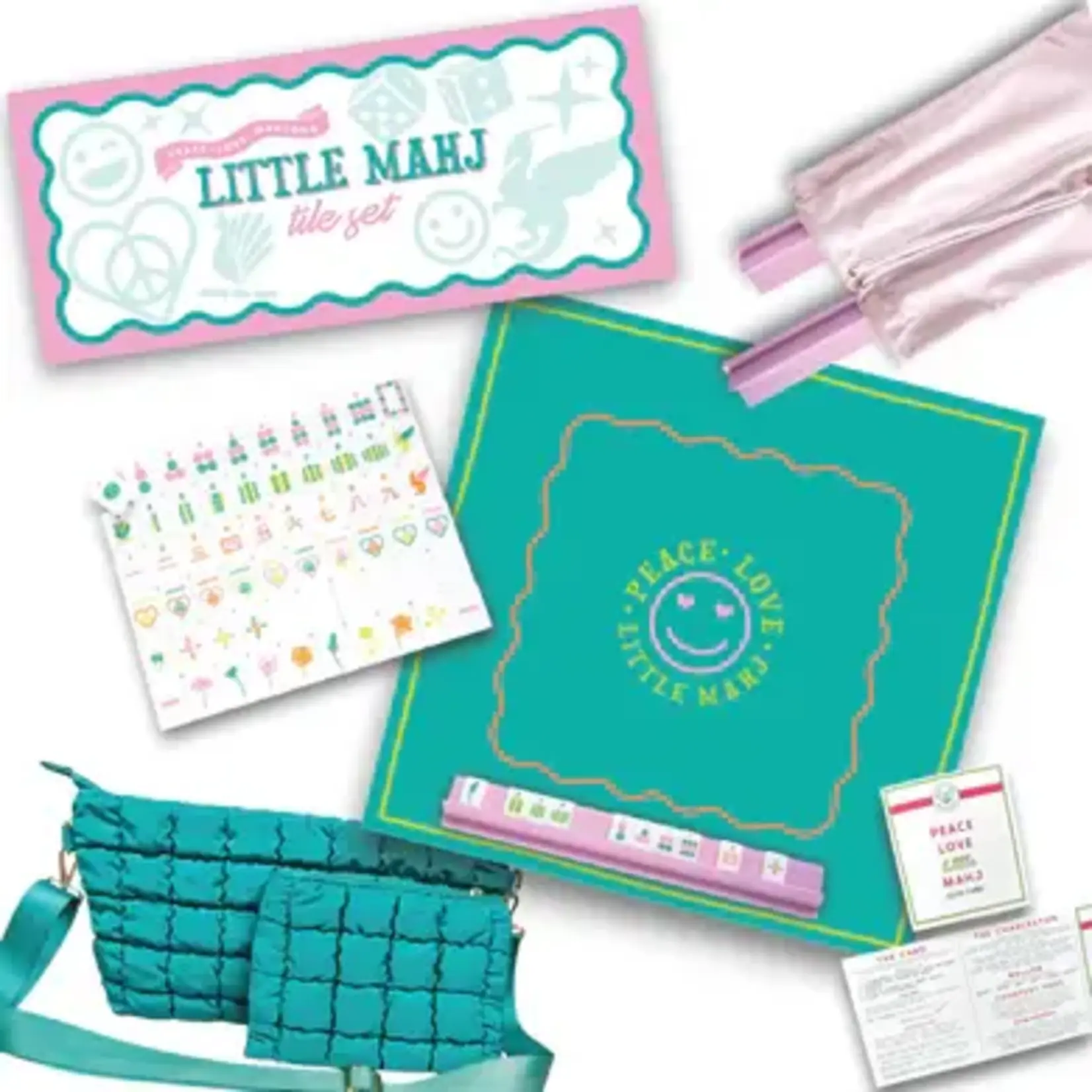 Peace Love Mahjong Vibrant Vibes - Mile High Mahj Club Travel Tiles Set (New version, Chartreuse Racks)