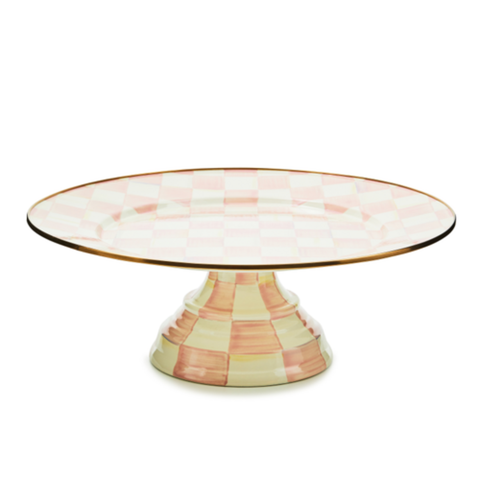MacKenzie-Childs rosy check large pedestal platter