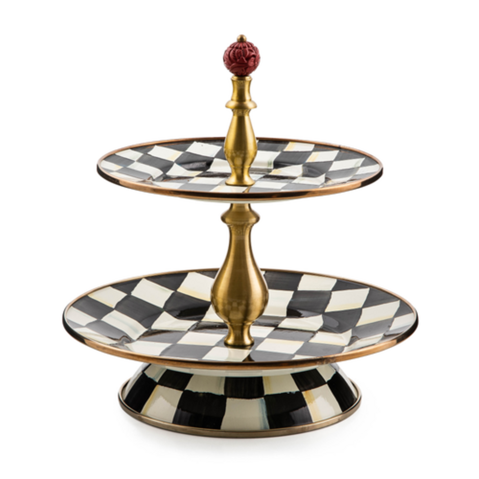 MacKenzie-Childs courtly check two tier sweet stand