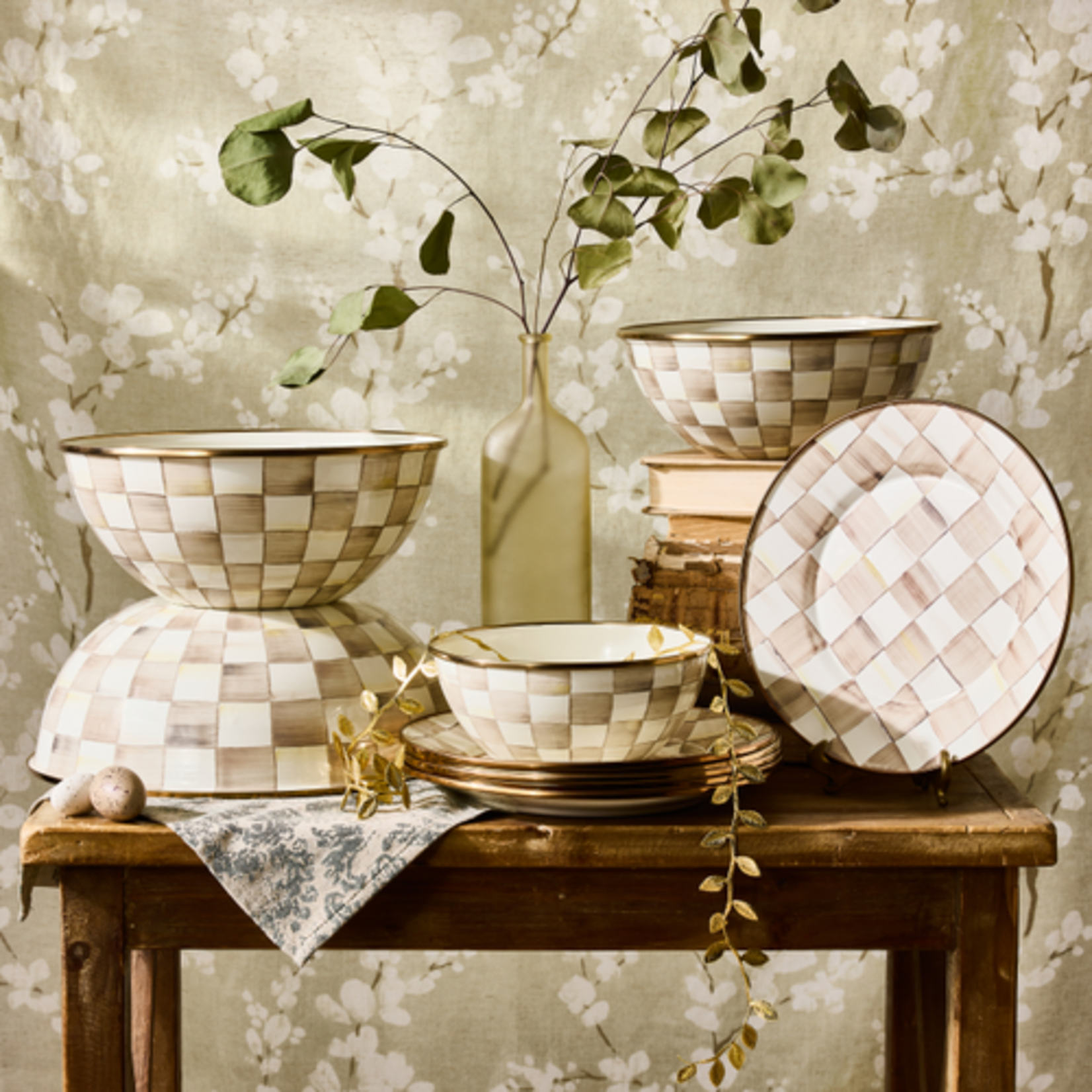 MacKenzie-Childs mocha check medium everyday bowl