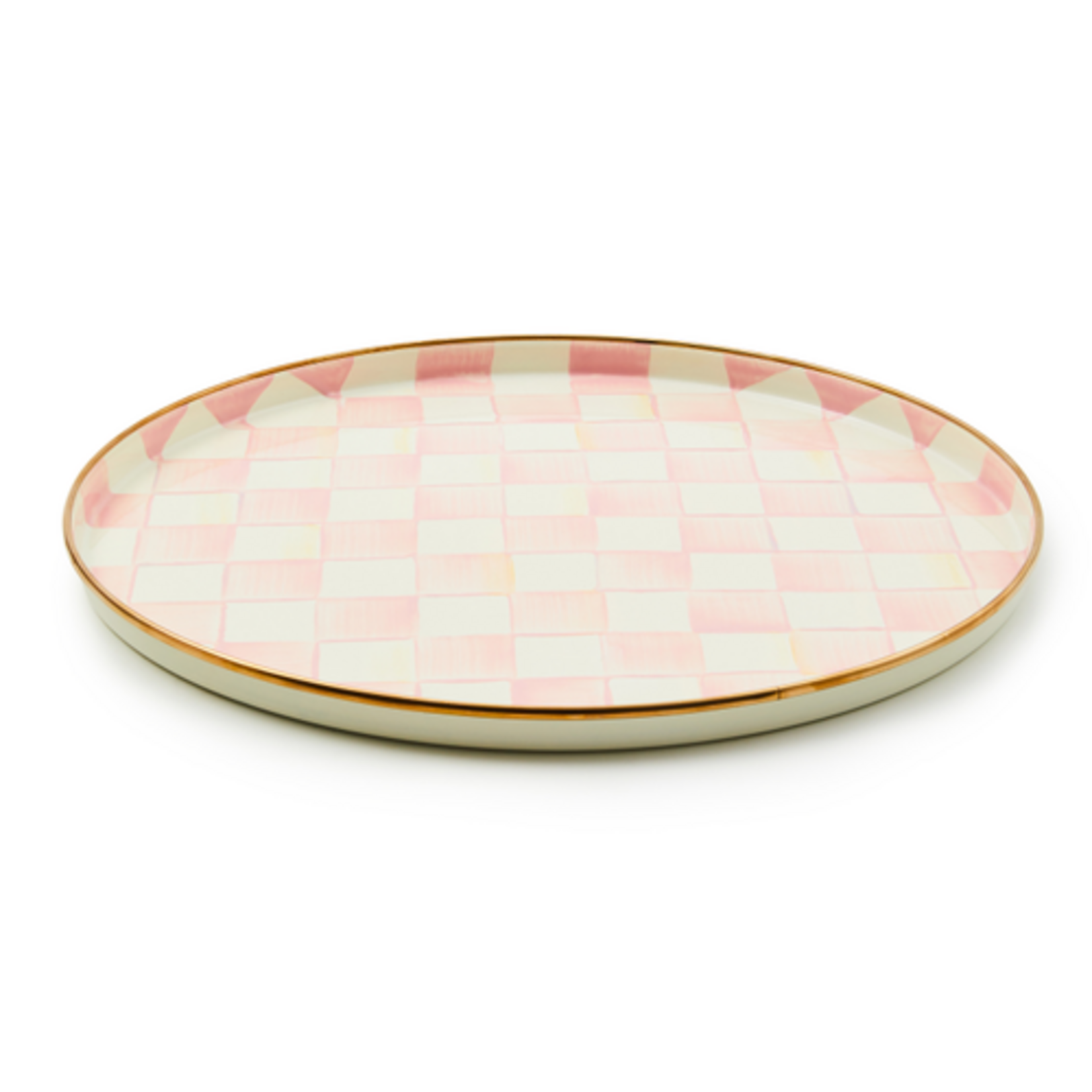 MacKenzie-Childs rosy check round tray