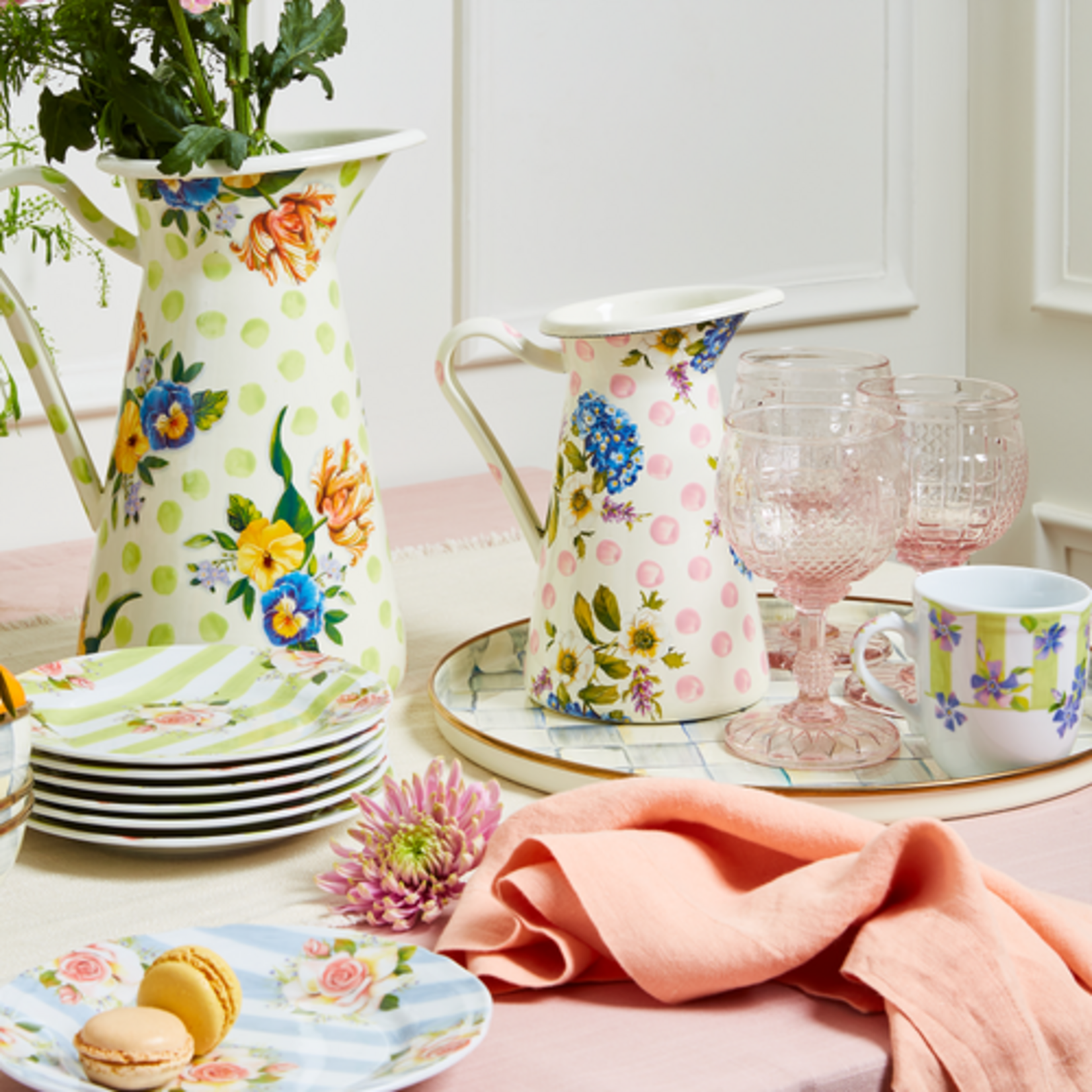 MacKenzie-Childs sterling check round tray