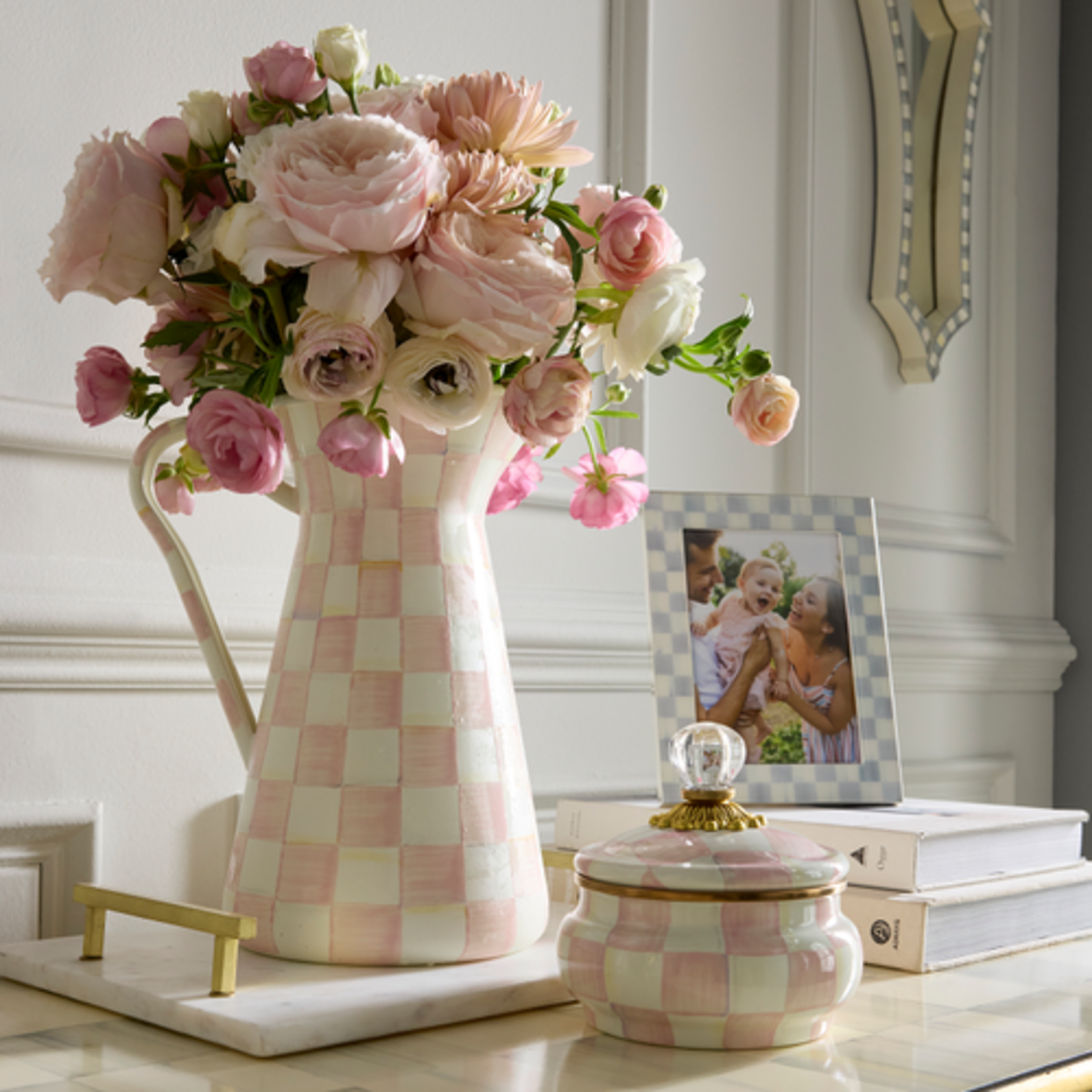 MacKenzie-Childs rosy check large practical pitcher