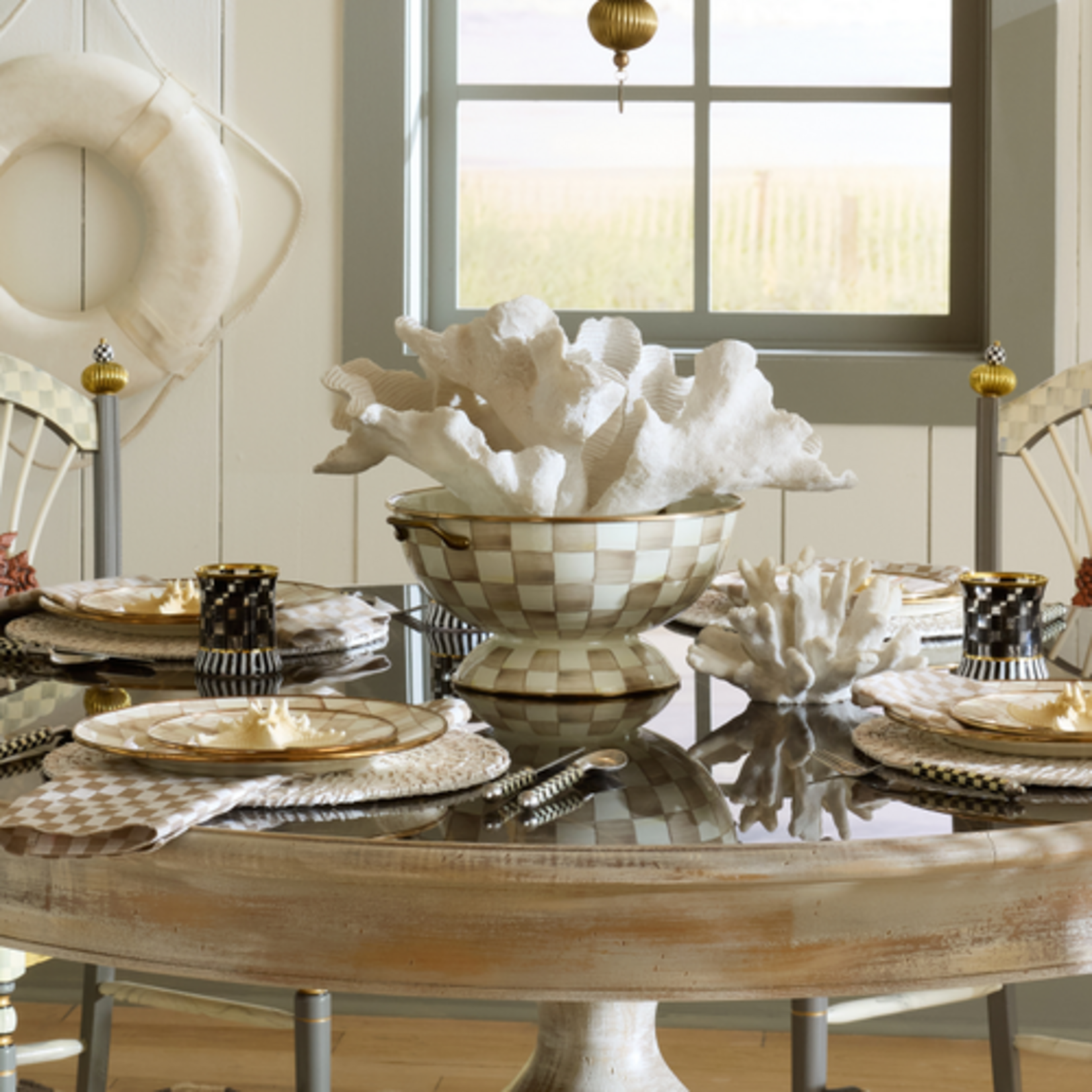 MacKenzie-Childs mocha check everything bowl