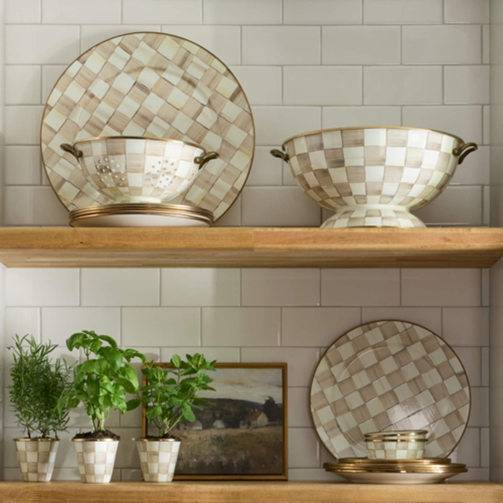 MacKenzie-Childs mocha check everything bowl