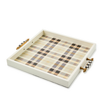 MacKenzie-Childs mocha tartan serving tray